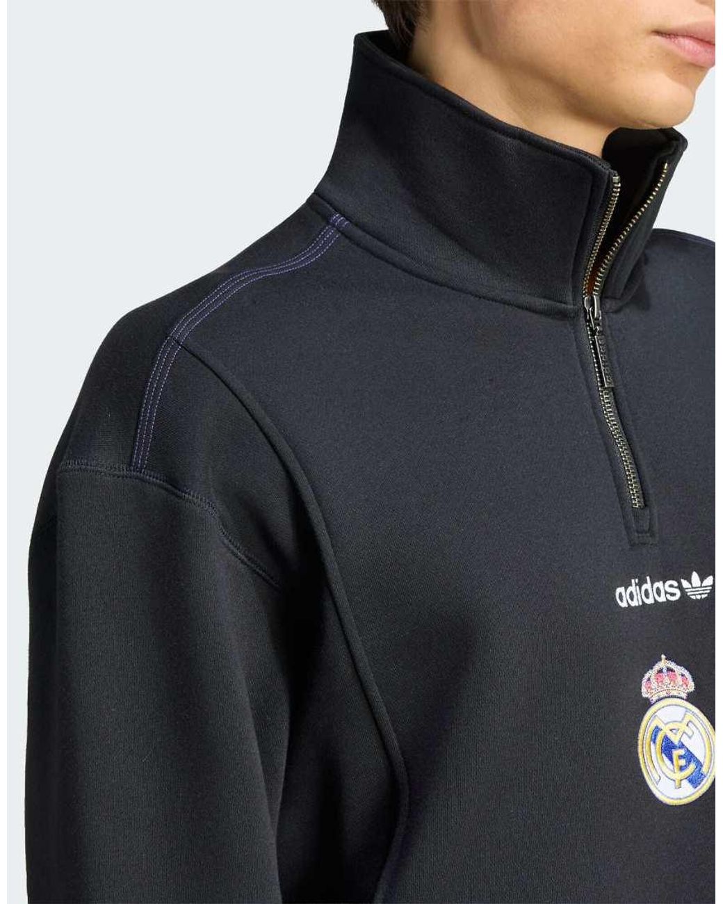 Adidas Originals Blue Real Madrid Eqt Half Zip Top for men