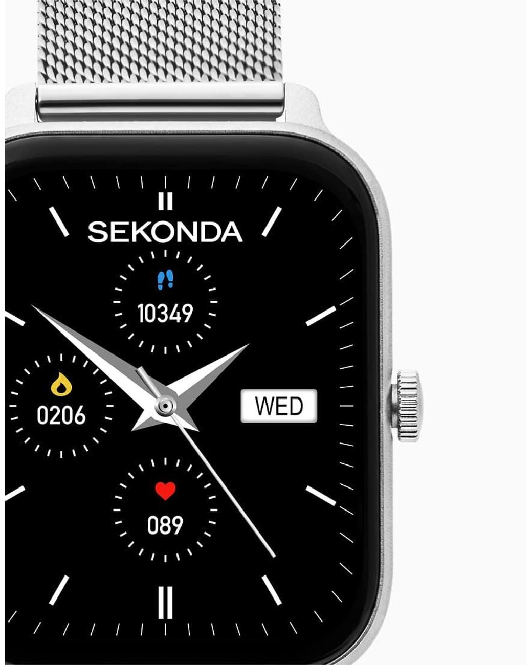 Sekonda Black Motion Lux 37Mm Rectangular Smartwatch With Bracelet