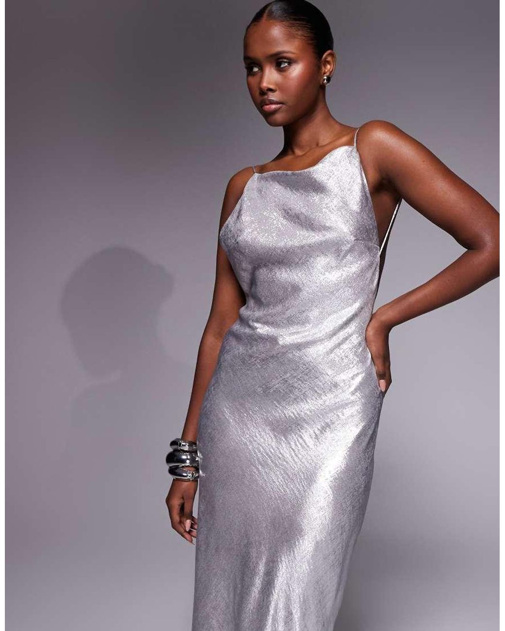 Mango Gray Featuring Kaia Gerber Backless Cami Maxi Dress