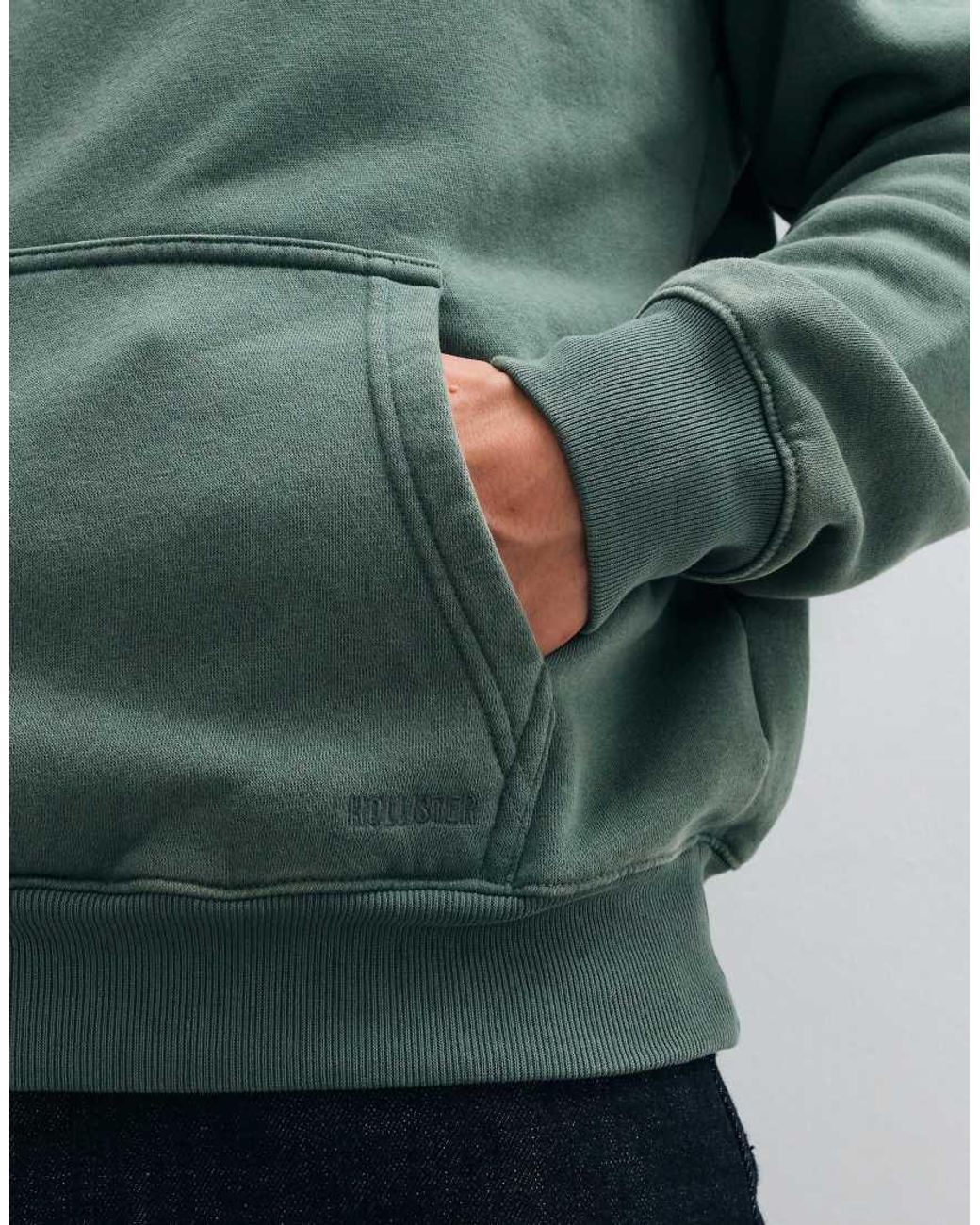 Hollister Green Boxy Pull On Hoodie for men
