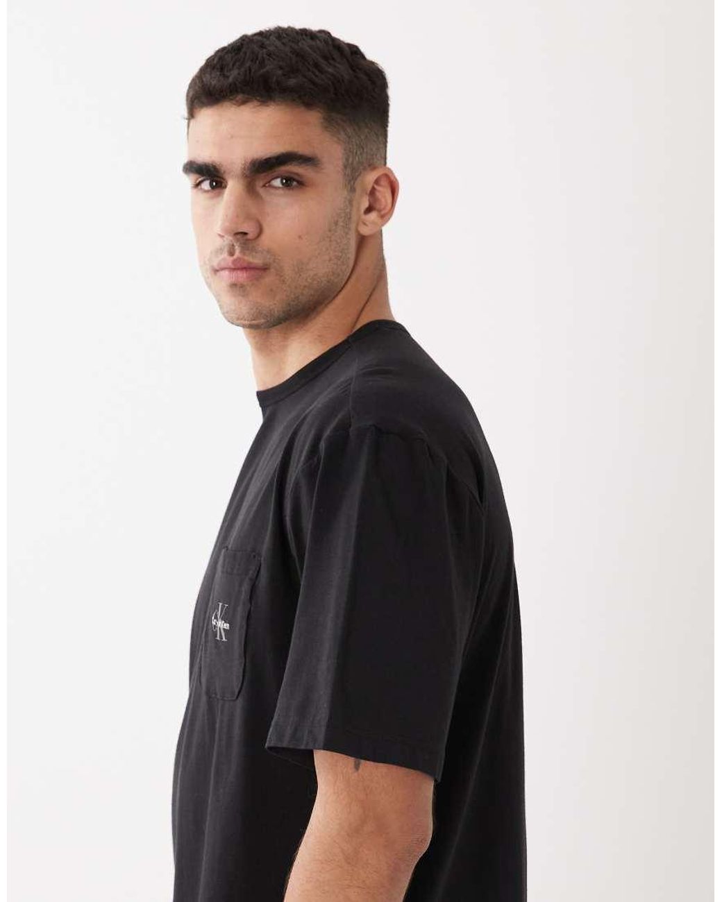 Calvin Klein Black Icon Cotton Blend Stretch Relaxed Fit T-shirt for men