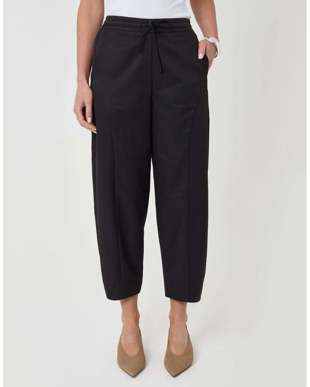 Threadbare Black Curved Seam Barrel Leg Trousers