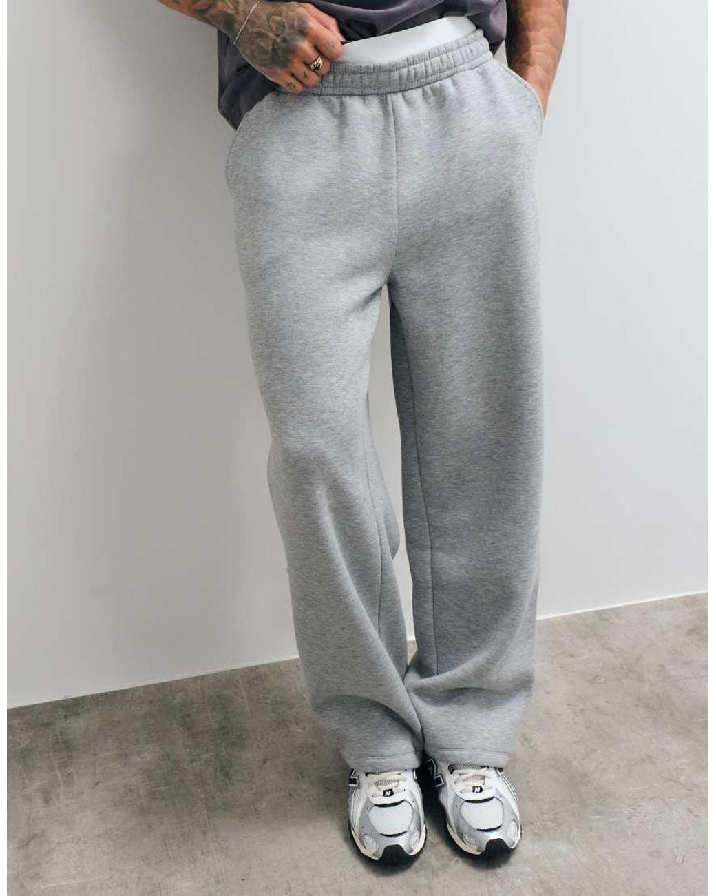 ASOS Gray Wide Leg jogger With Double Waistband for men