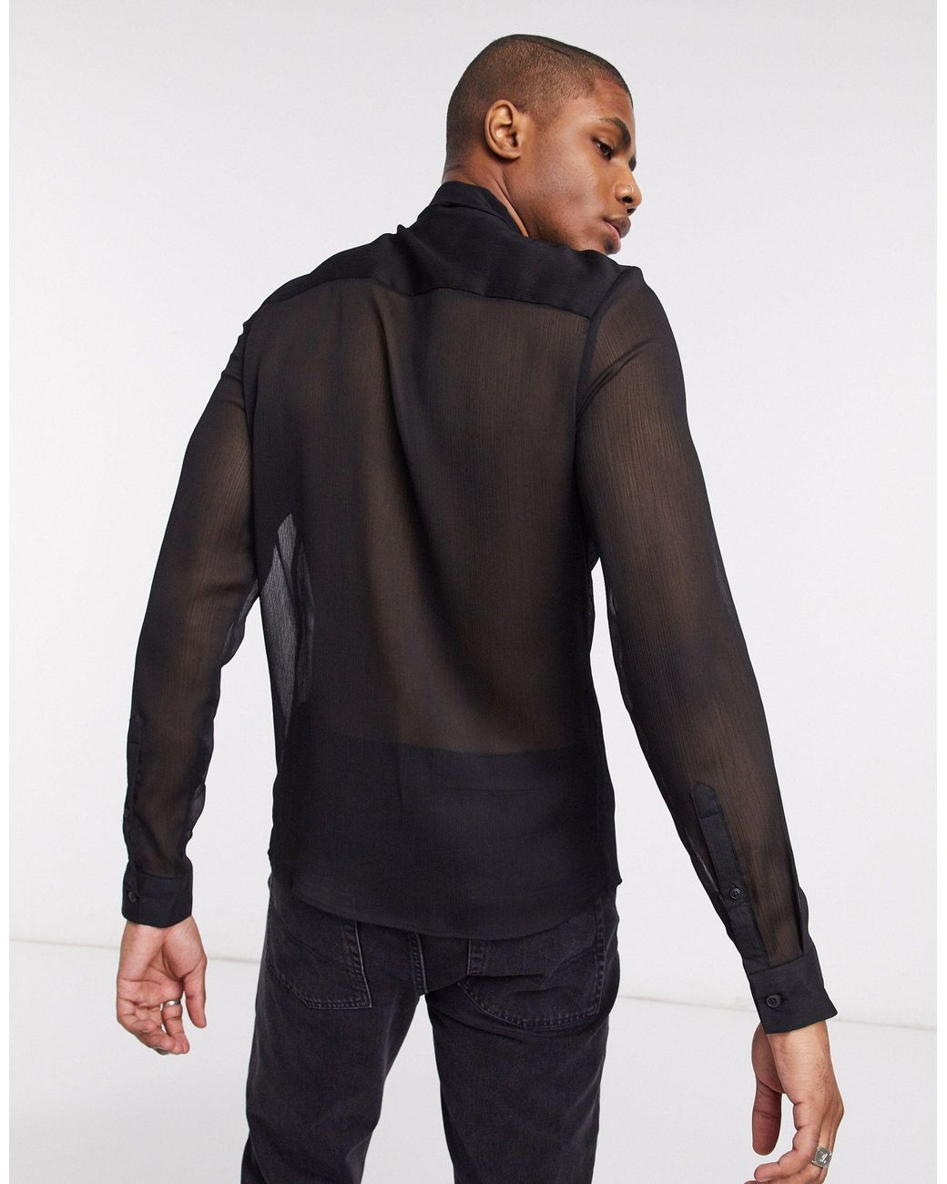 Camisa negra transparente ASOS de hombre de color Negro | Lyst