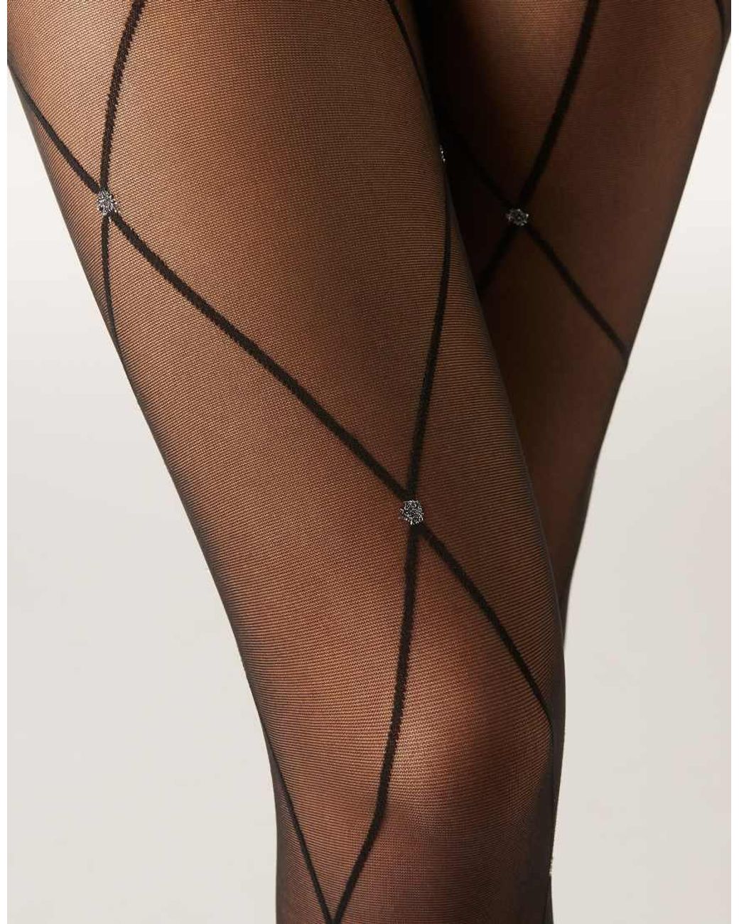 Calzedonia Natural Glitter Diamond-Patterned Sheer Tights
