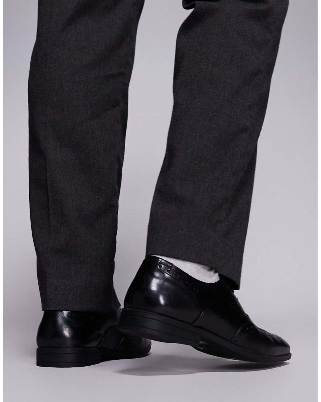 Schuh Black Row Lace Up Derby Shoes With Broguing for men