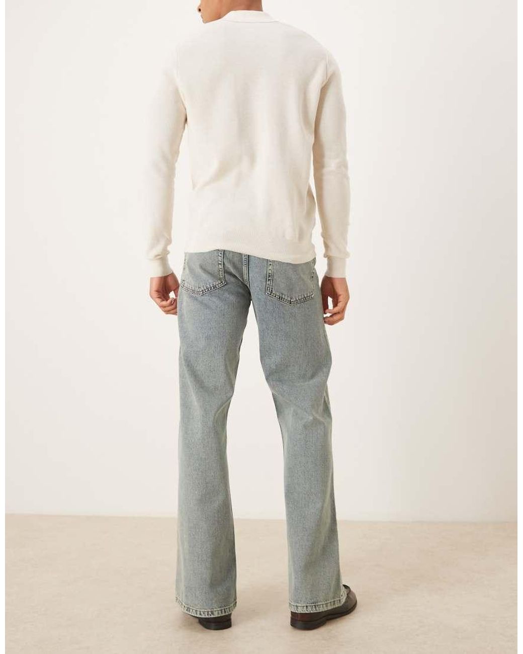 ASOS Natural Wide Flare Jeans for men