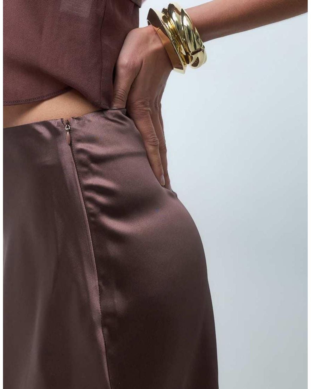 The Frolic Red Exclusive Satin Midi Skirt Co-Ord