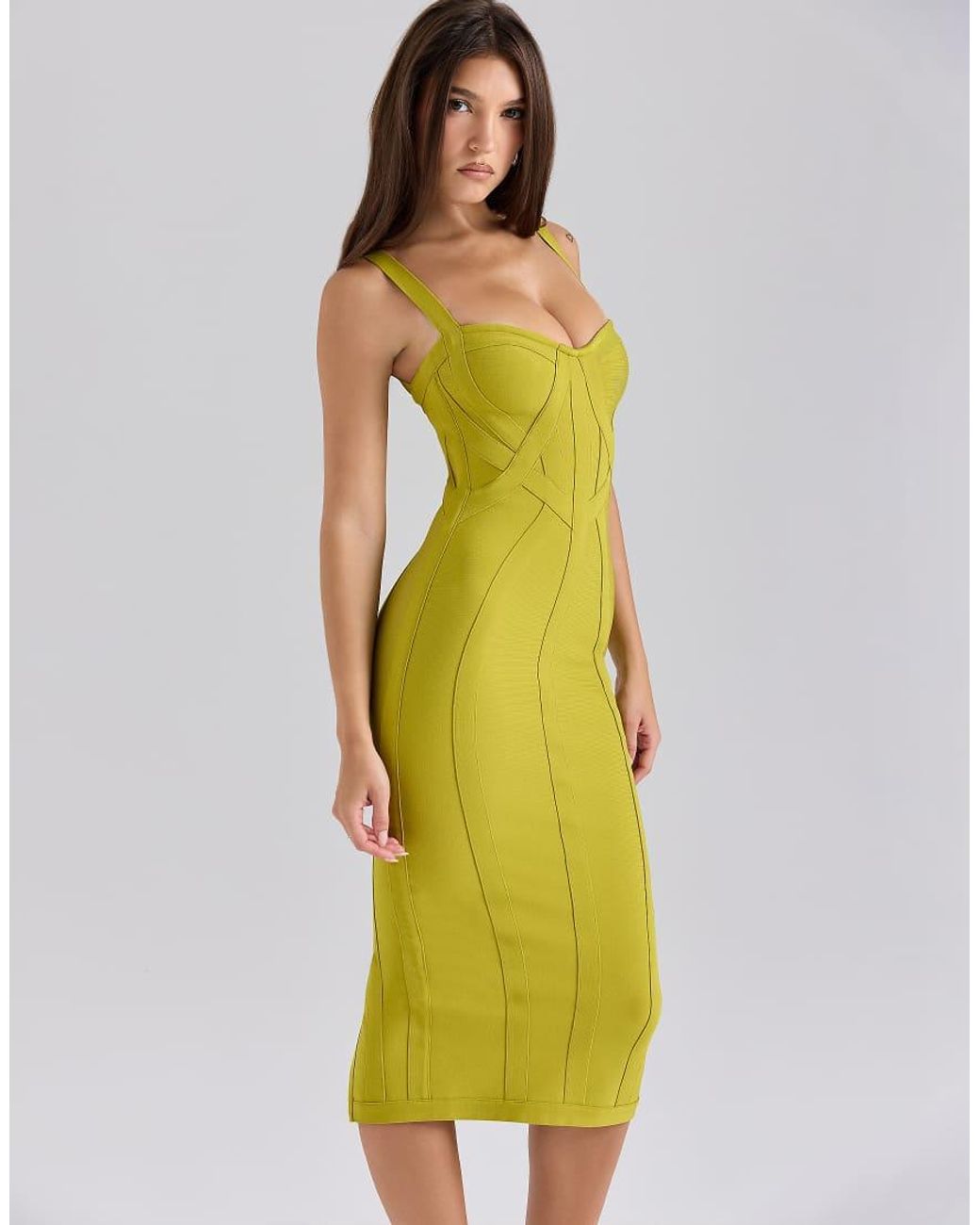 House Of Cb Yellow The Era Martini Midi Bandage Dress