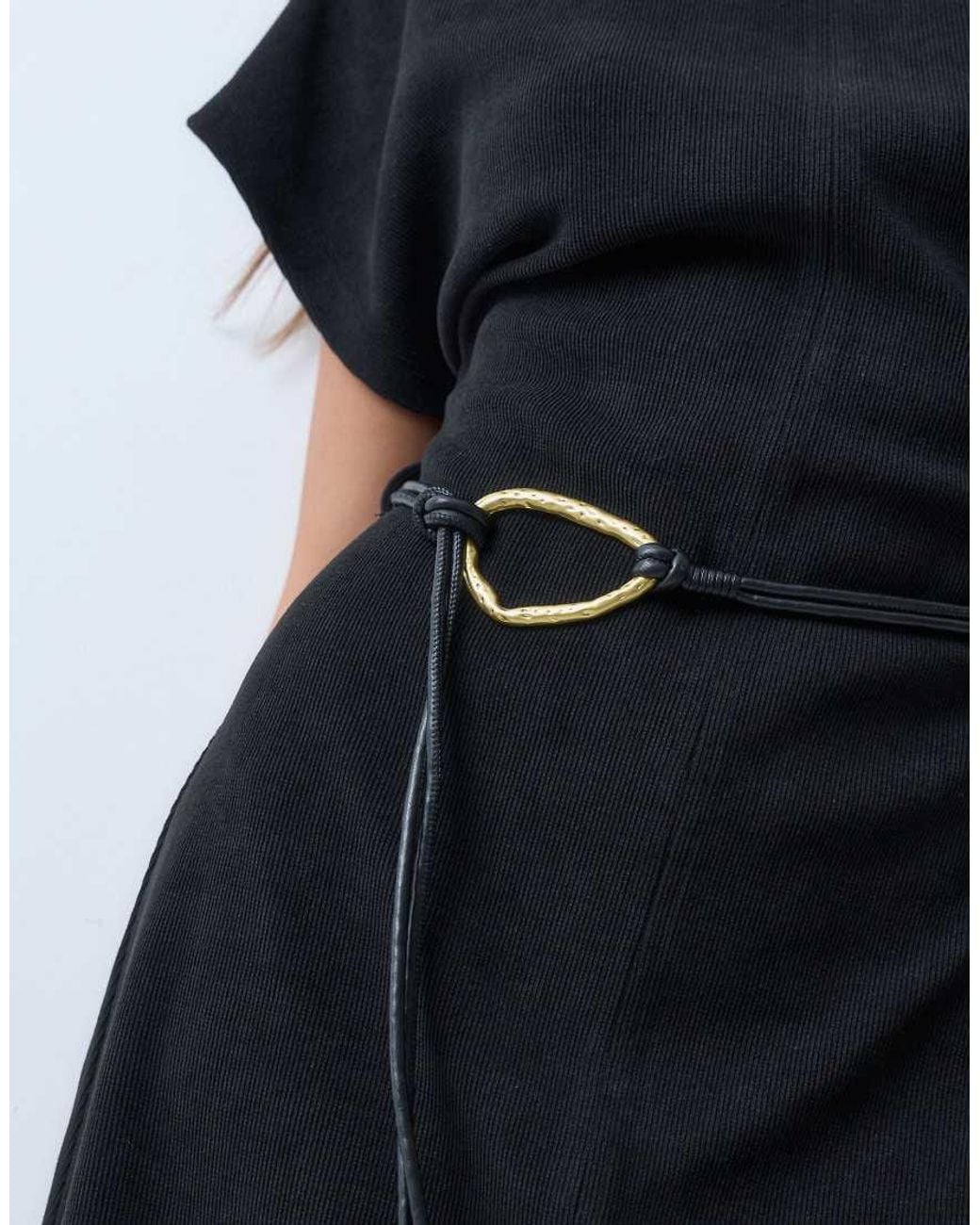 ASOS Black Soft Cord High Neck Belted Mini Dress