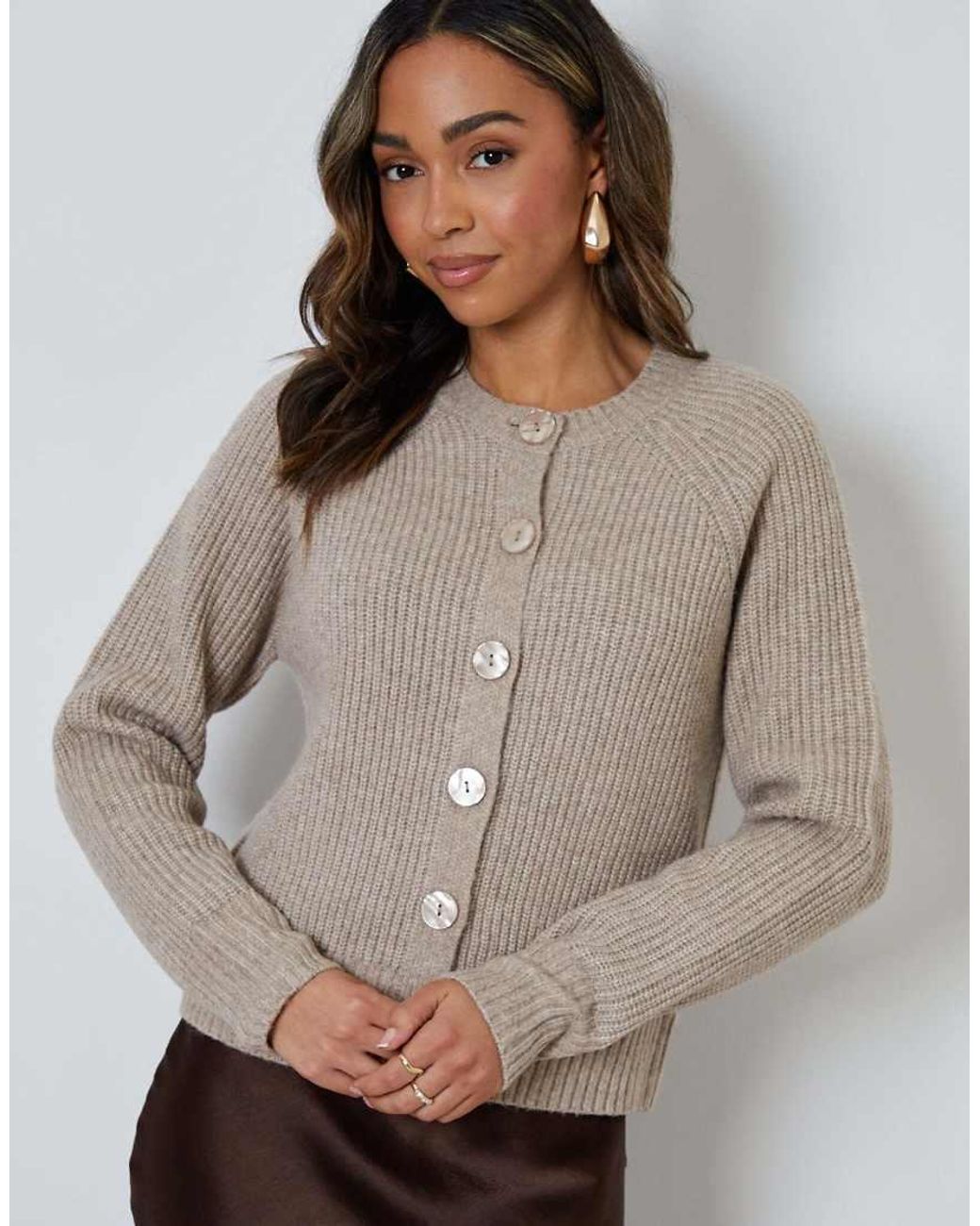Threadbare Gray Chunky Knit Button Up Cardigan