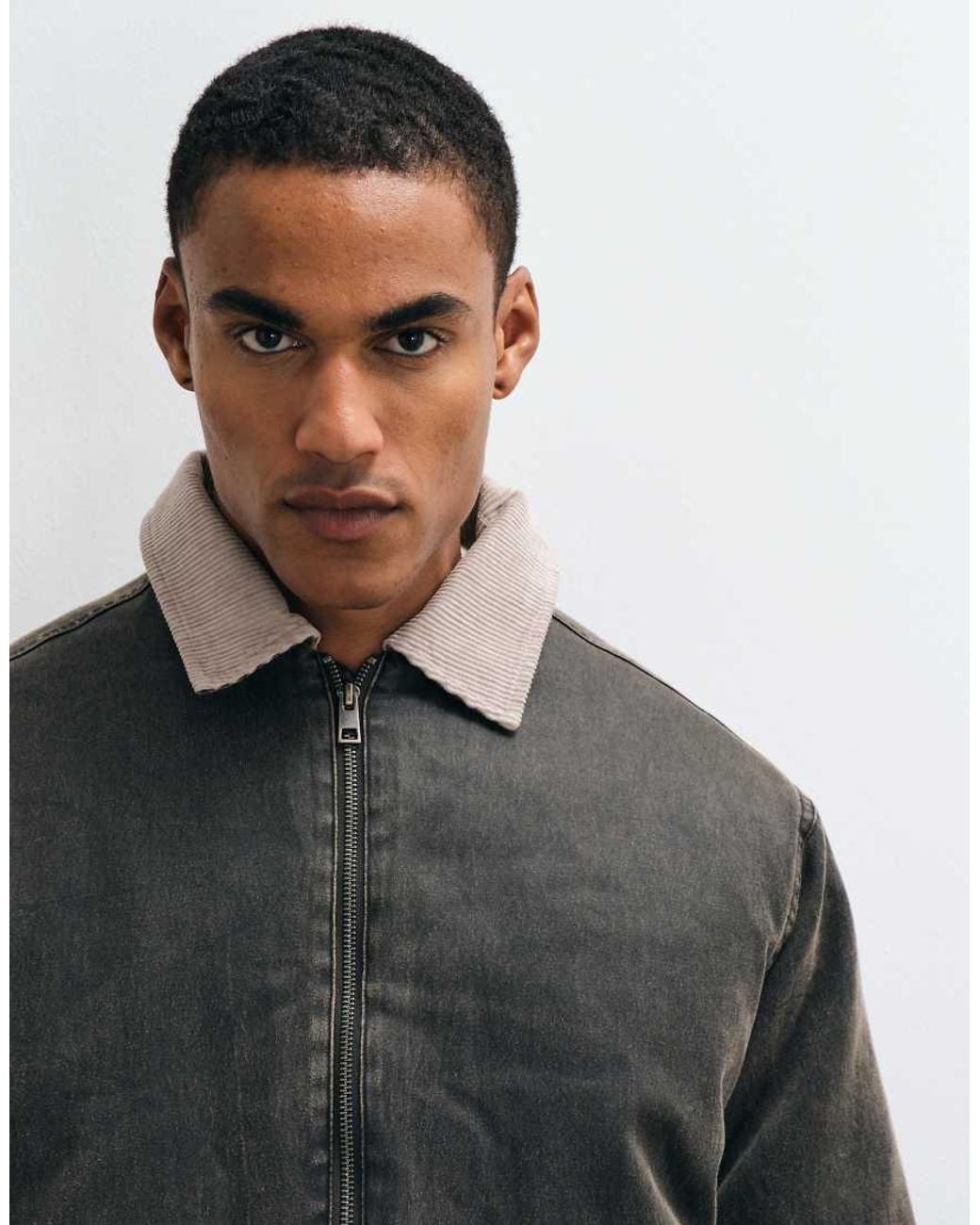 Cotton On Gray Waxed Harrington Jacket for men