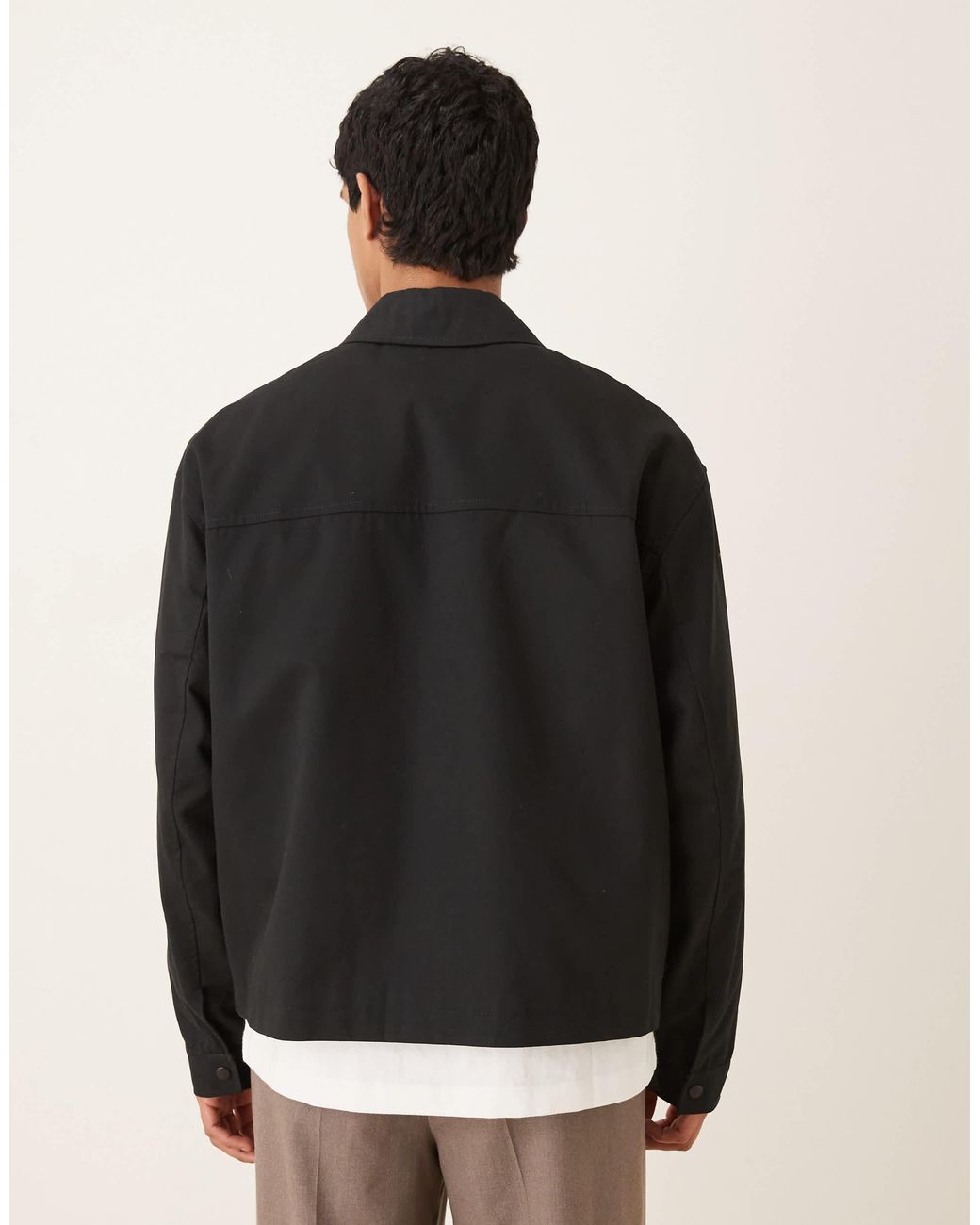 ASOS Black Oversized Harrington Jacket for men