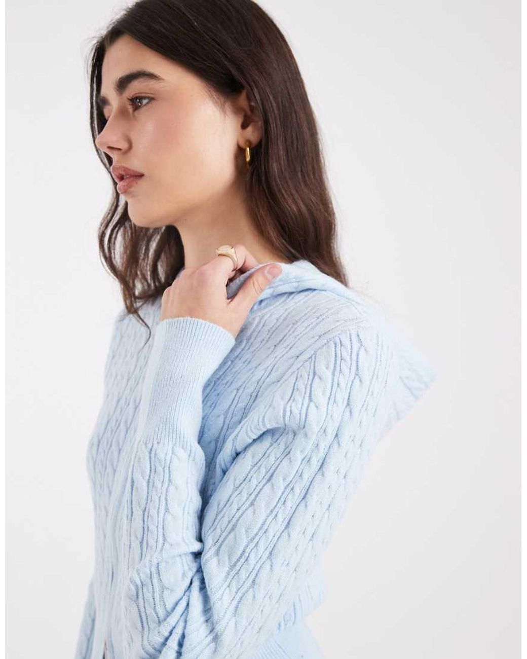 Cotton On Blue Everfine Cable Double Zip Up Hoodie
