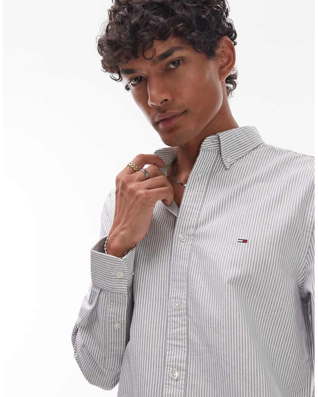 Tommy Hilfiger Gray Slim Stripe Shirt for men