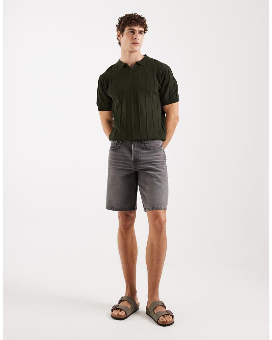 Redefined Rebel Black Valencia Loose Fit Denim Shorts for men