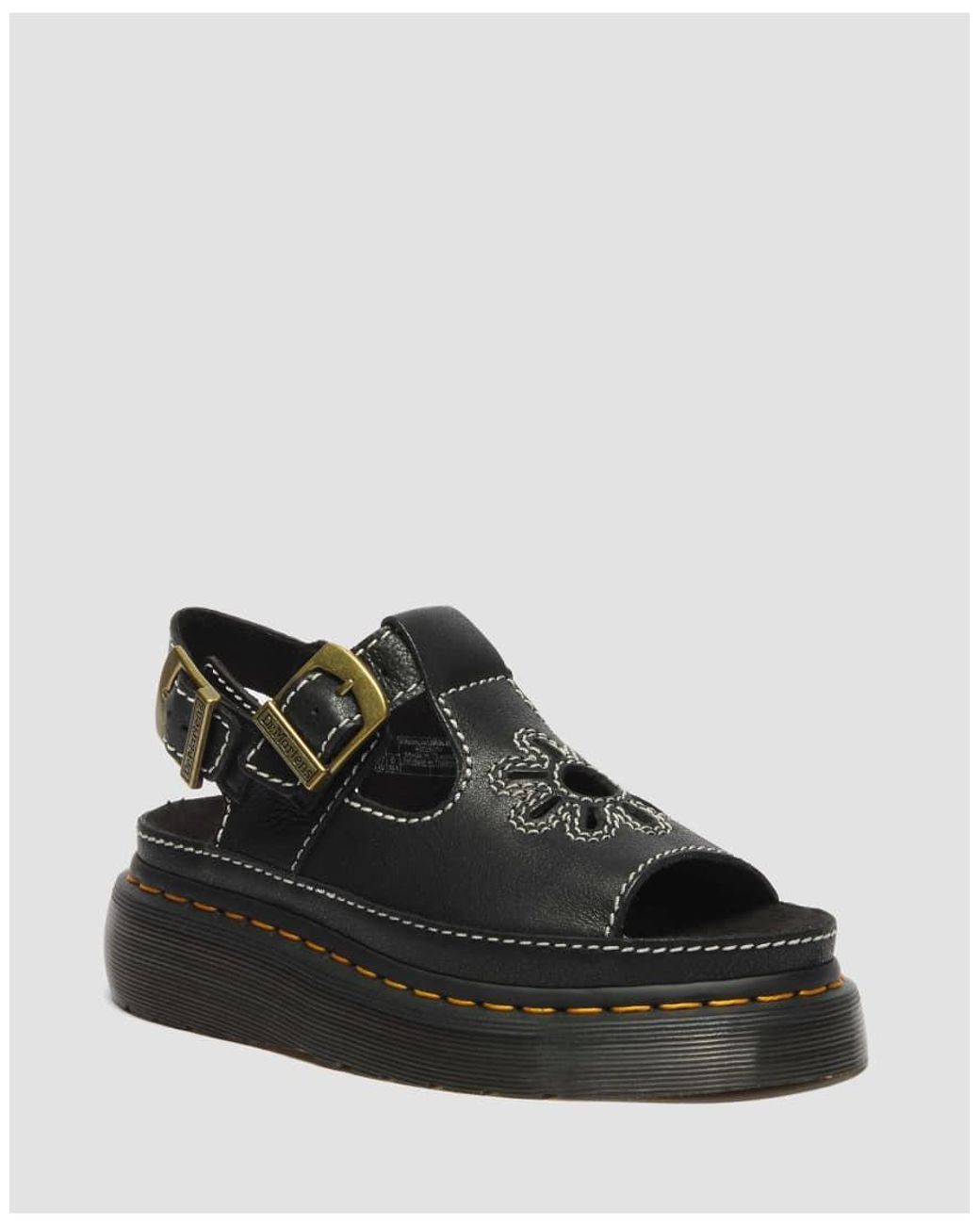 Dr. Martens Black Dunnet Flower Full Grain Leather Sandals