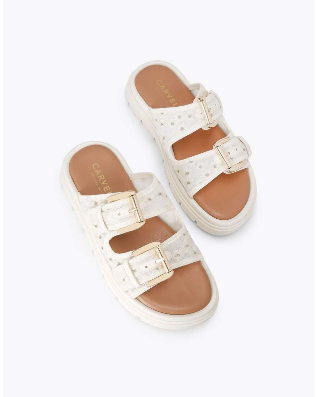 Carvela Kurt Geiger White Pavilion Flat Sandals
