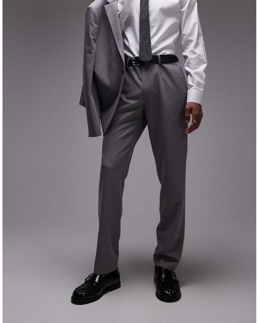 Topman Gray Slim Suit Trousers for men