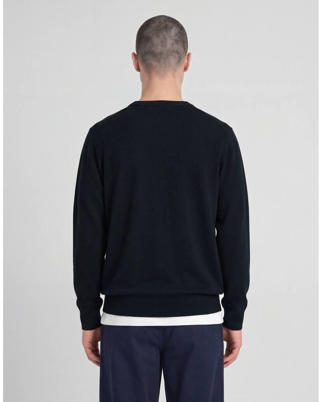 Lyle & Scott Blue Mid Knits Knitted Crew Neck Jumper for men