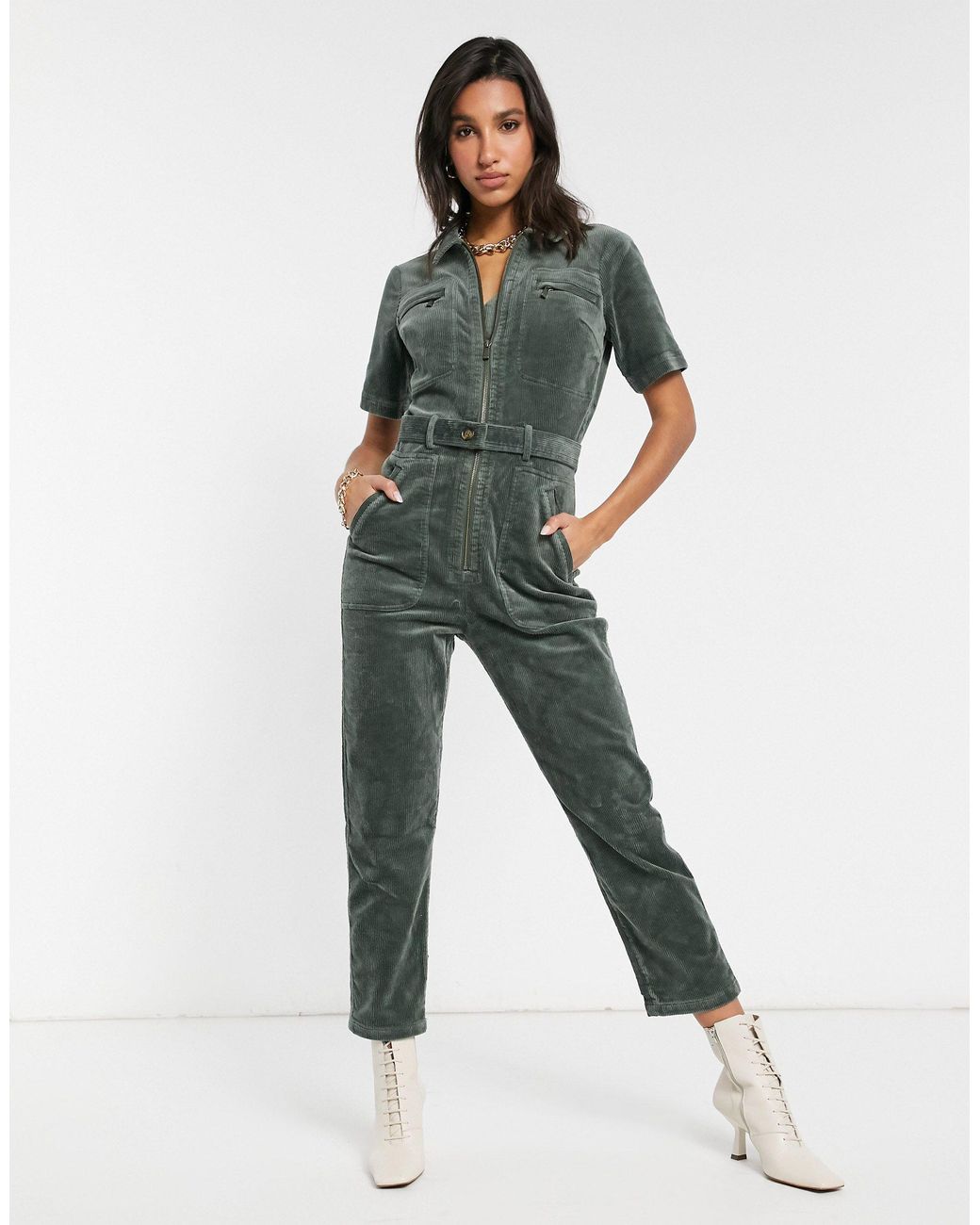 Womens Clothing Jumpsuits and rompers Full-length jumpsuits and rompers & Other Stories Belted Corduroy Jumpsuit in Green 