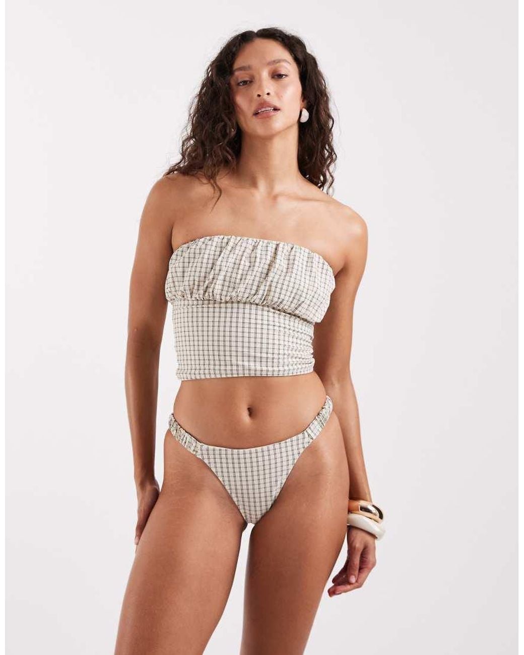 ASOS White Piper Paper Touch High Leg Bikini Bottom