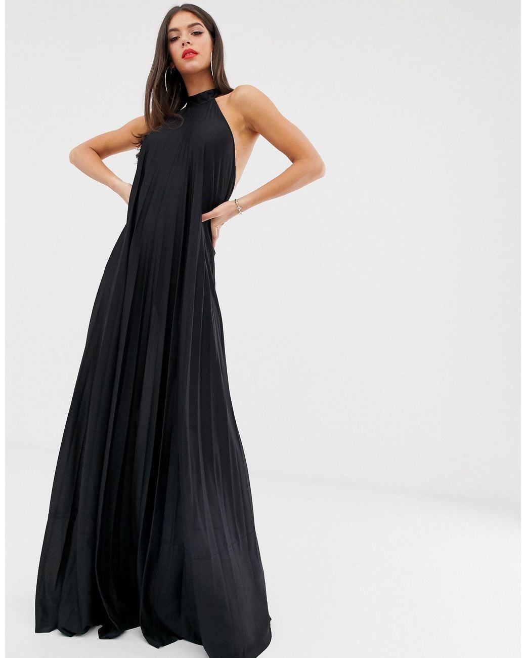 halter cut dress Fluid Backless Halter Maxi Dress with Slit Detail main image 0