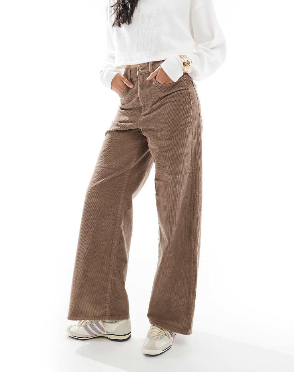ONLY White Hope High Waist Wide Leg Cord Pants