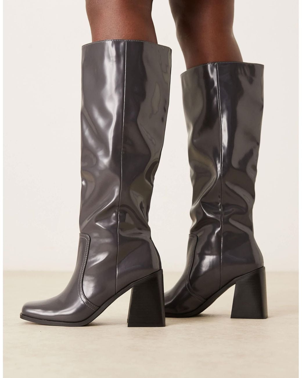 Raid Black Renzo Block Heel Knee Boots