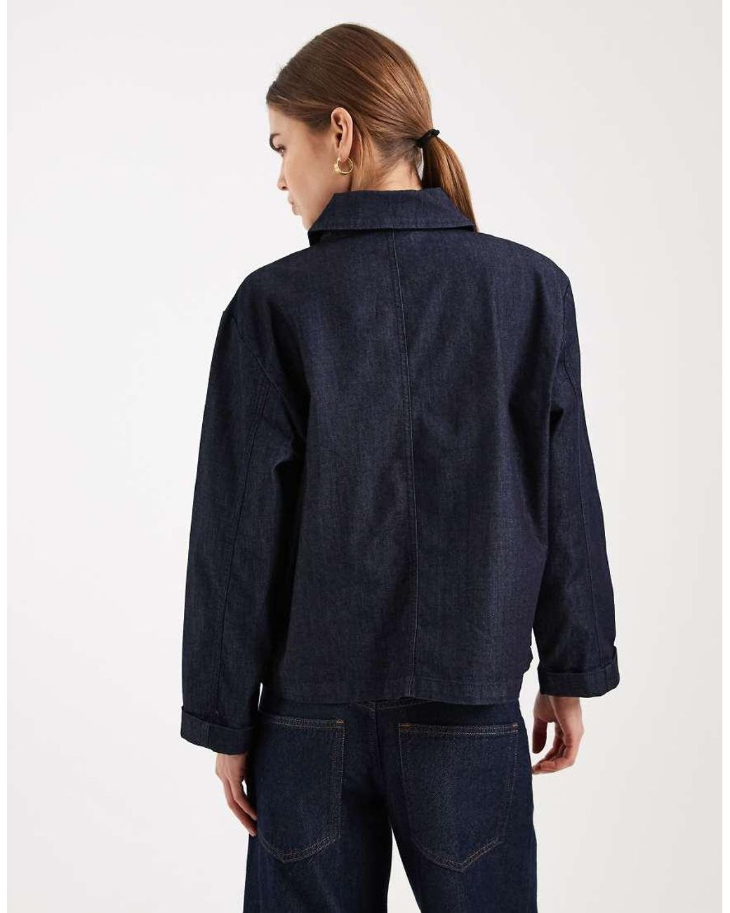 ONLY Blue Pocket Detail Boxy Denim Jacket