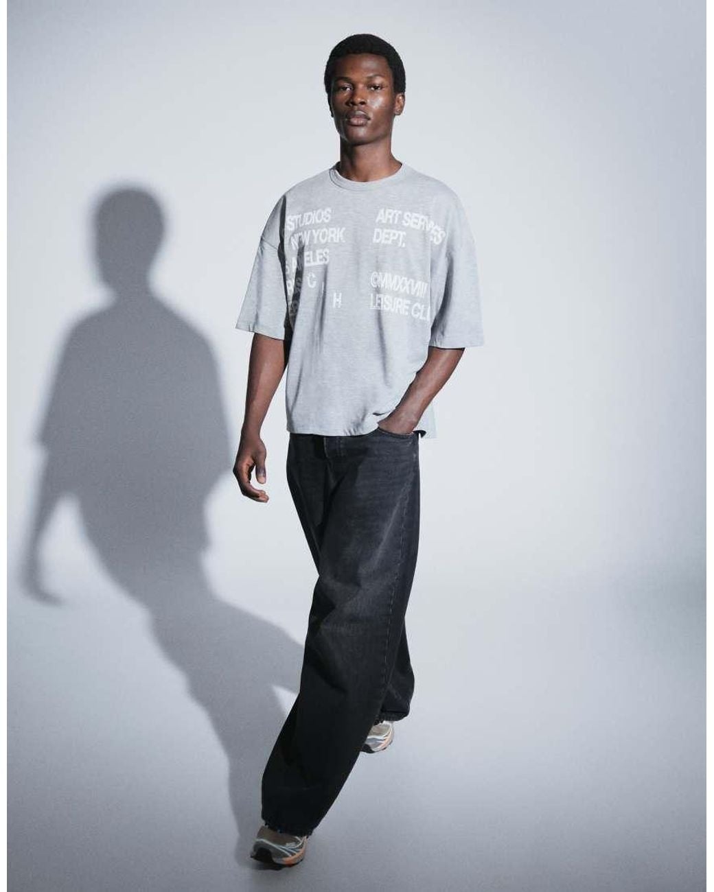 ASOS White Boxy Oversized Drop Shoulder T-shirt With Text Graphic for men