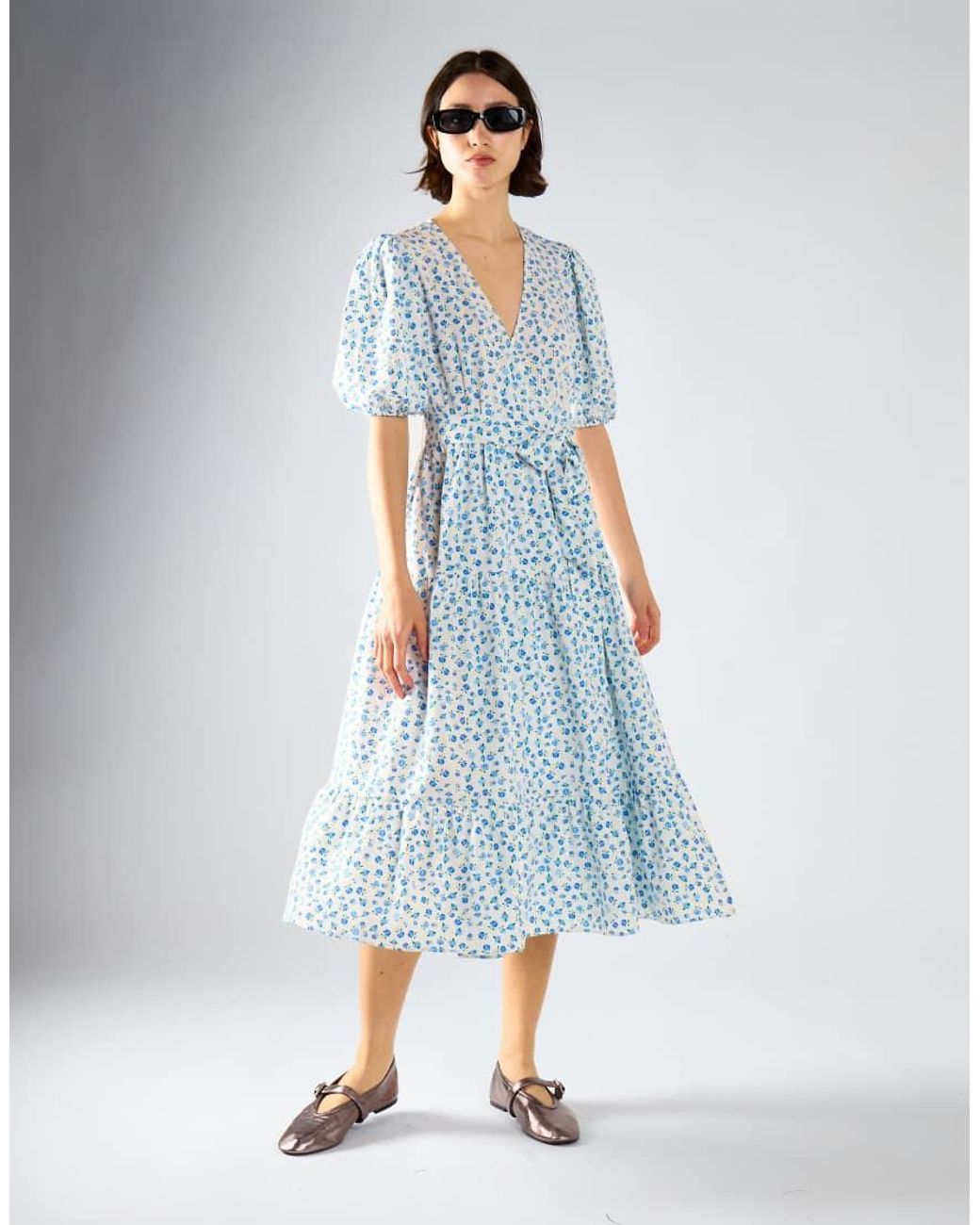 Glamorous Blue Wrap Midi Dress