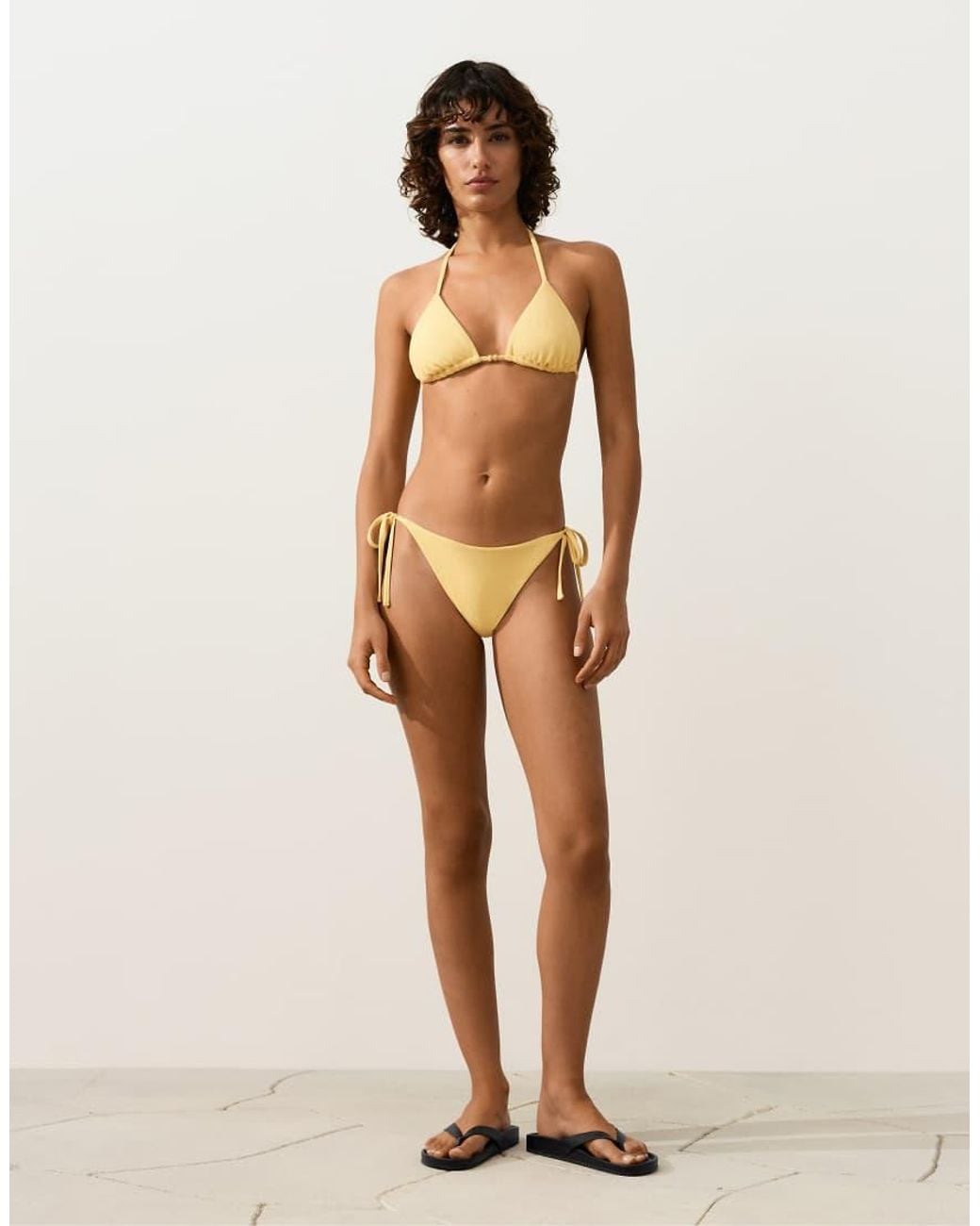 Oysho Natural Rib Triangle Bikini Top
