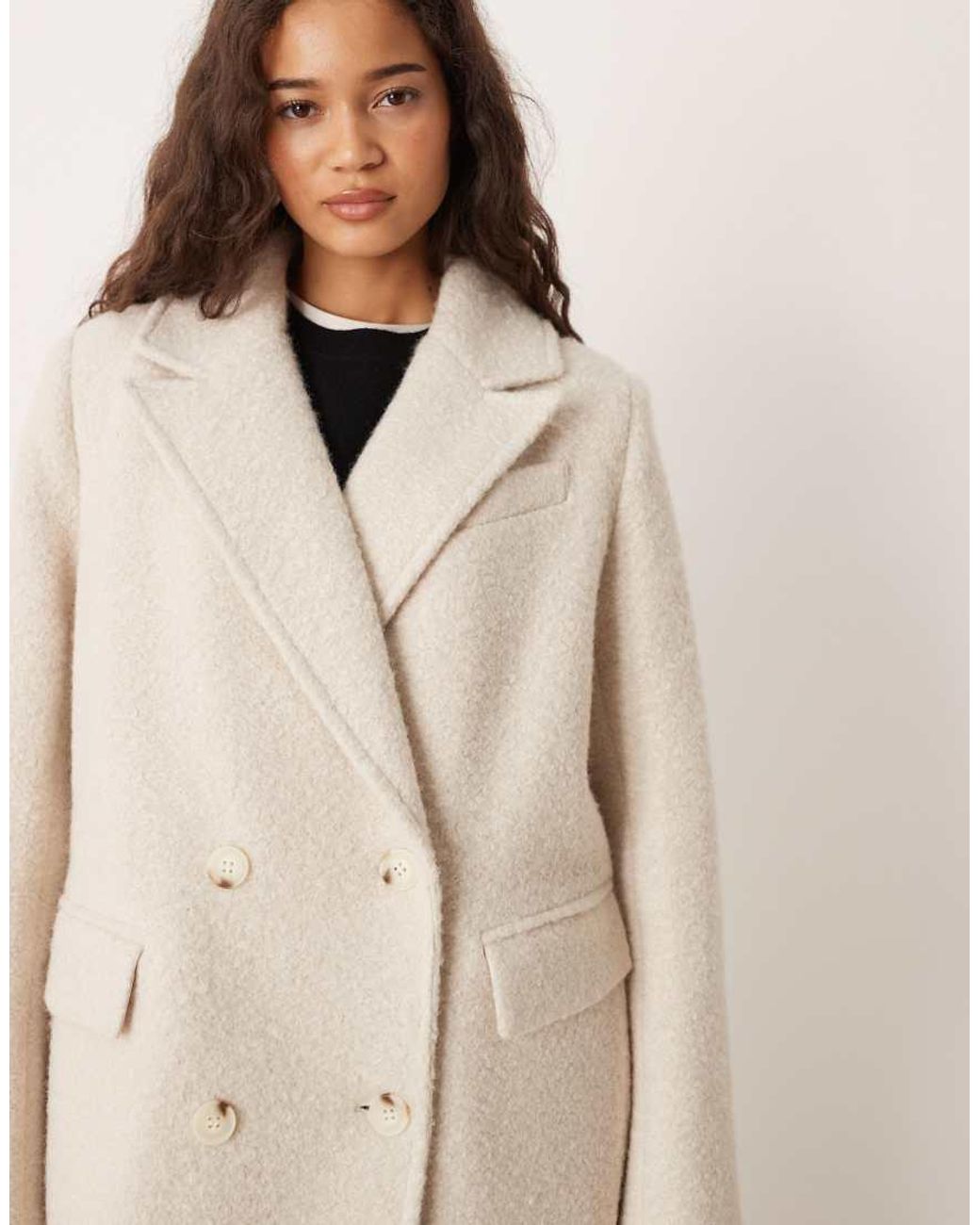Gina Tricot Natural Long Boucle Midi Coat