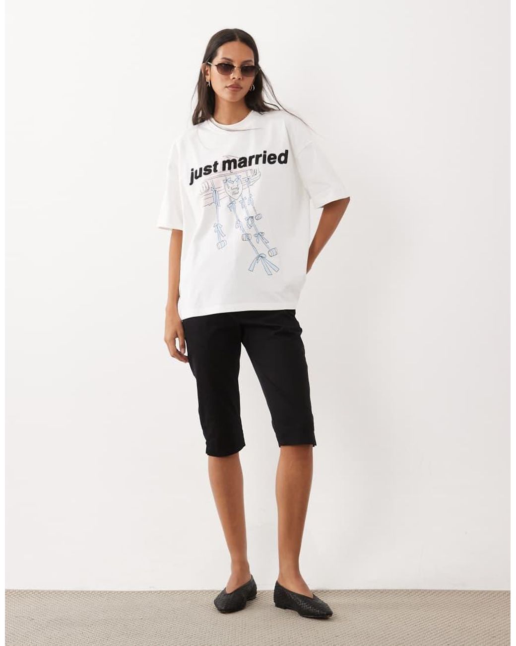 Six Stories White 'just Married' Cotton T-shirt