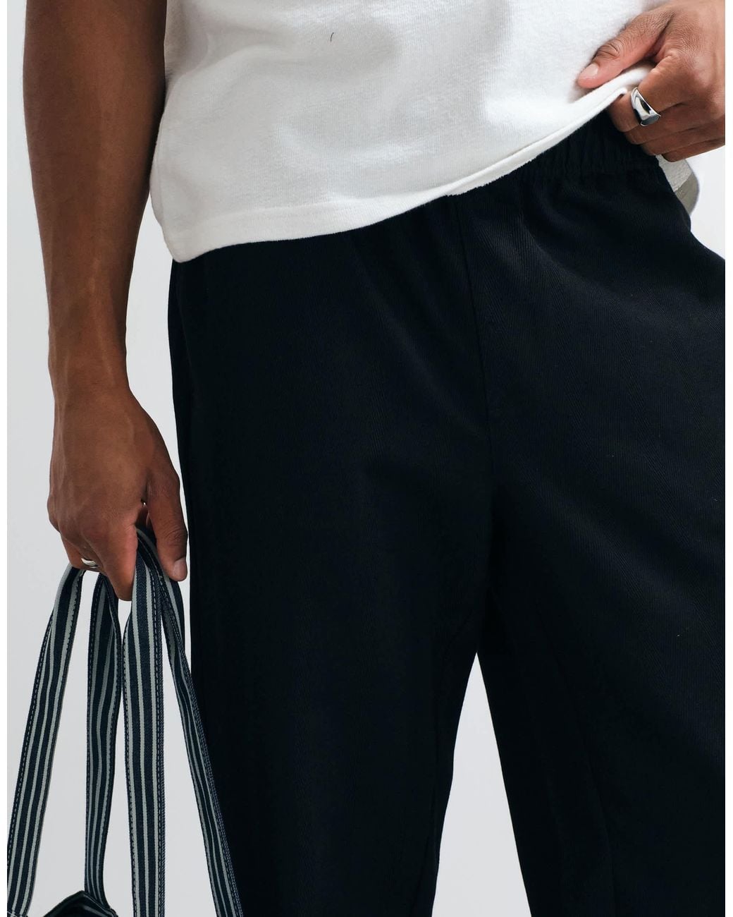 ASOS White Straight Herringbone Trouser for men
