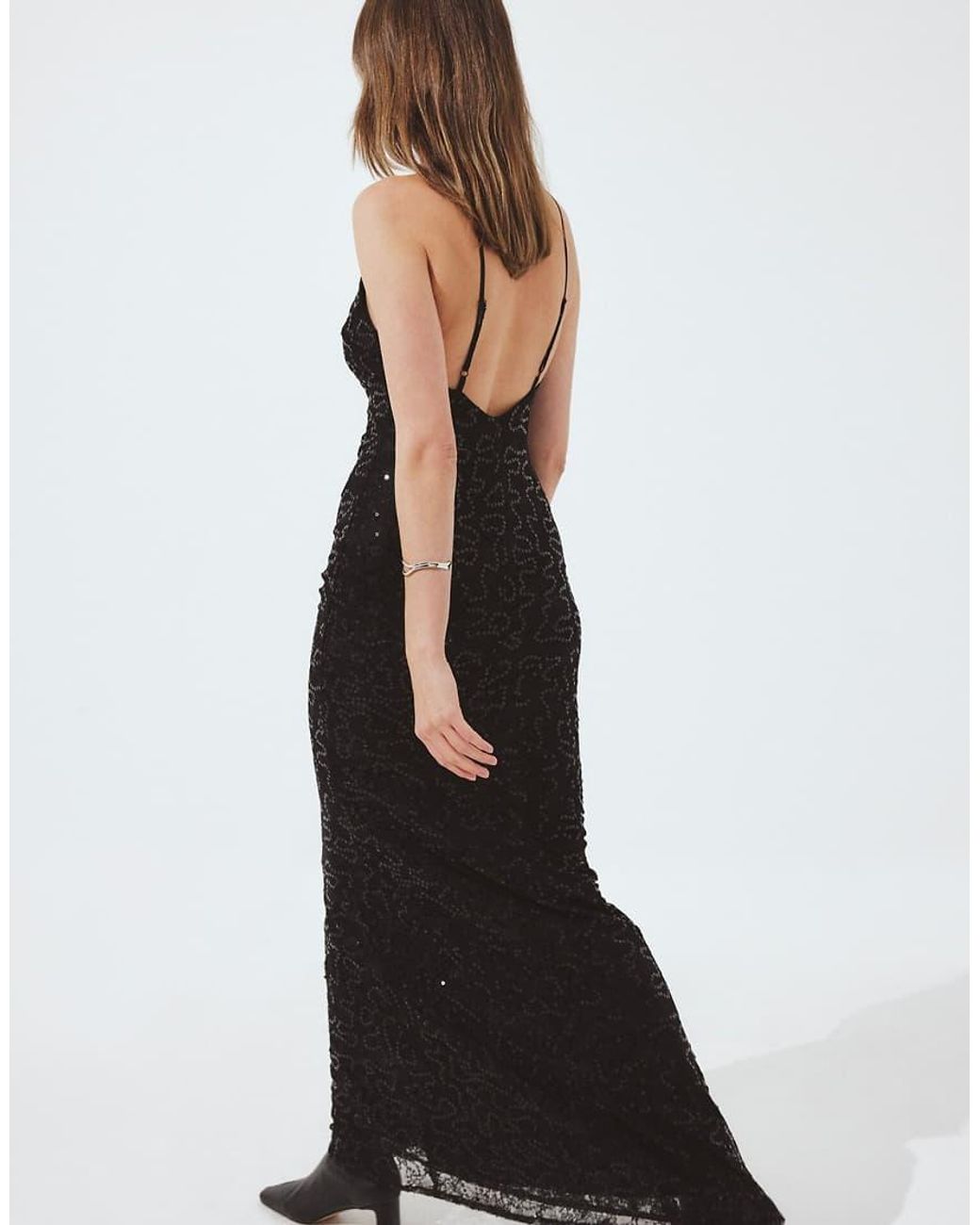 NA-KD Blue Sequin Lace Halterneck Maxi Dress
