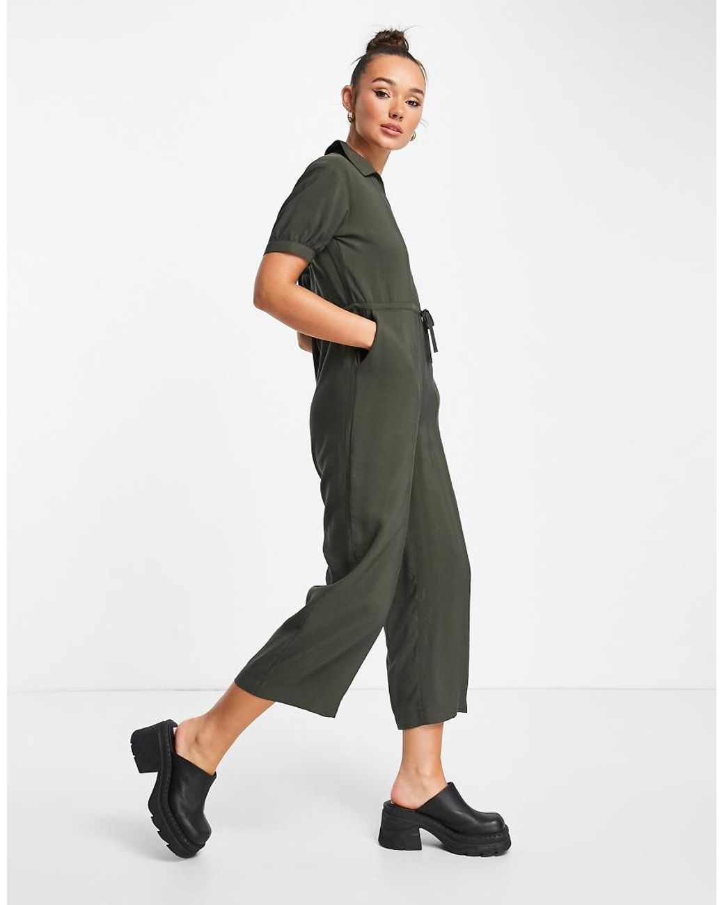 Whistles Green Short Sleeve Jumpsuit