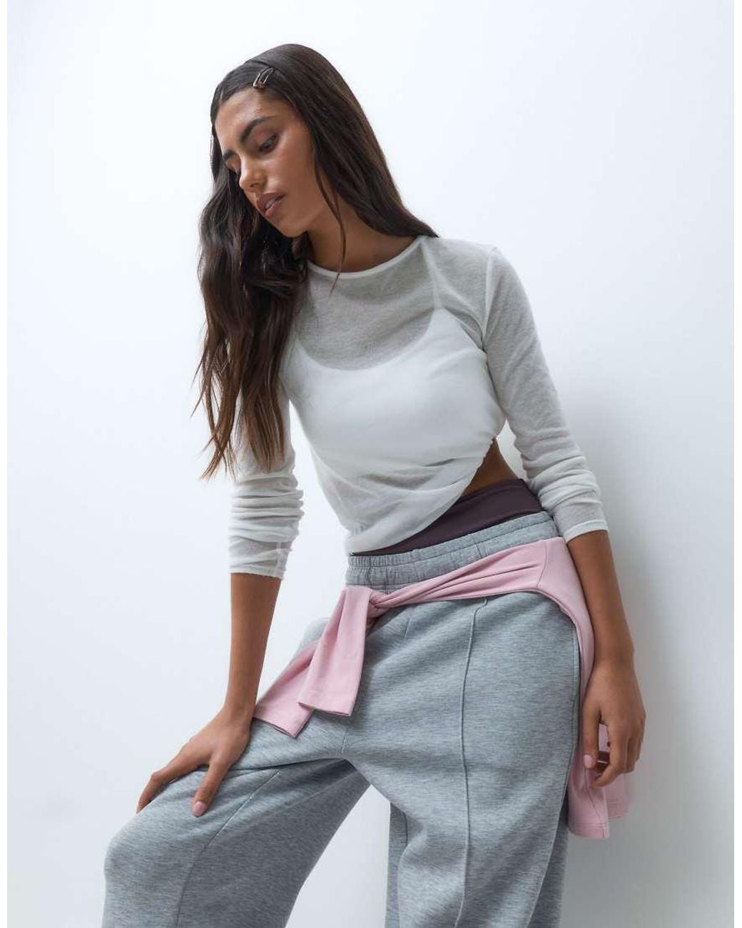4505 Blue Performance Wide Leg Sweatpants With Pintuck Detail