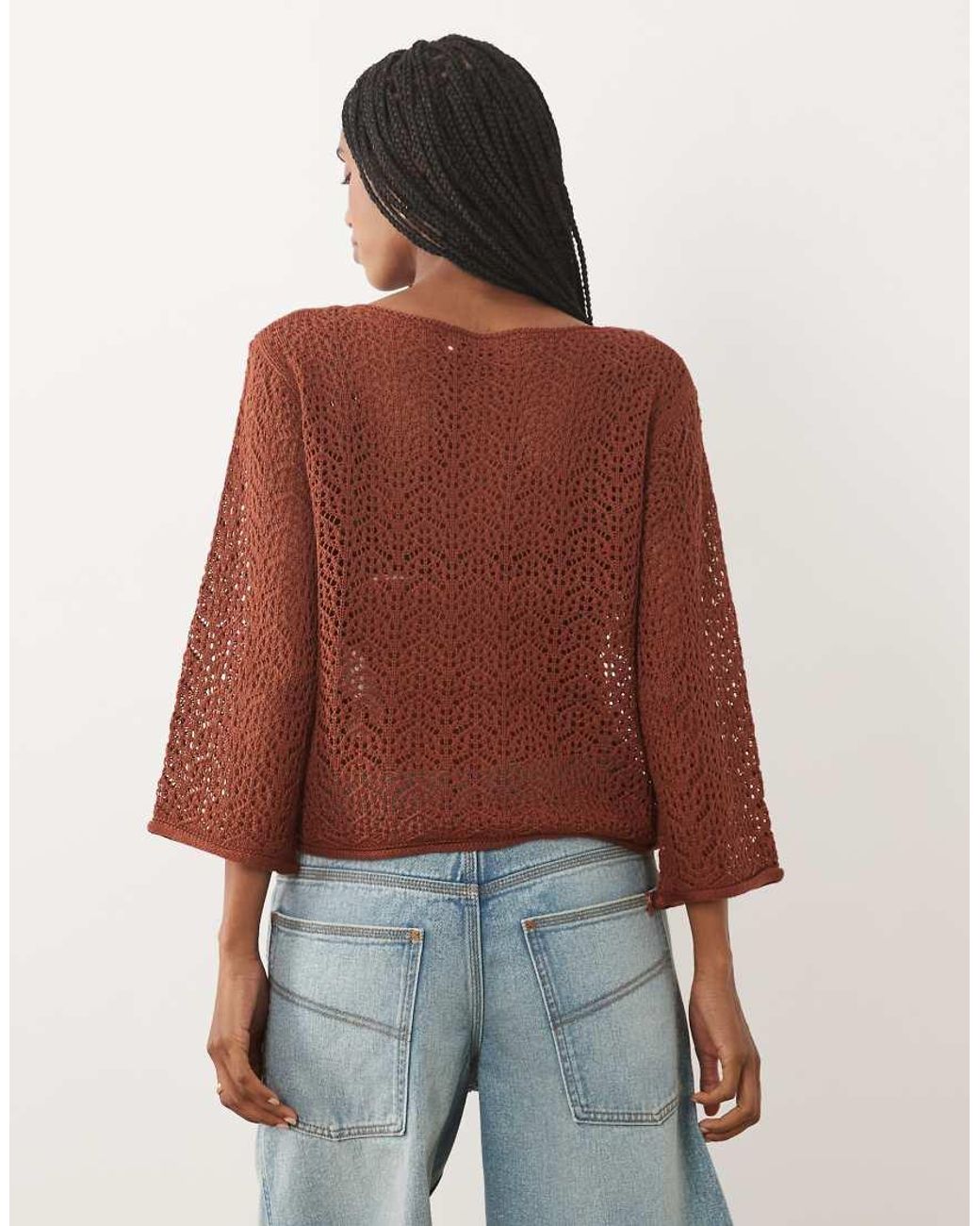 Jdy Red Boatneck Crochet Top