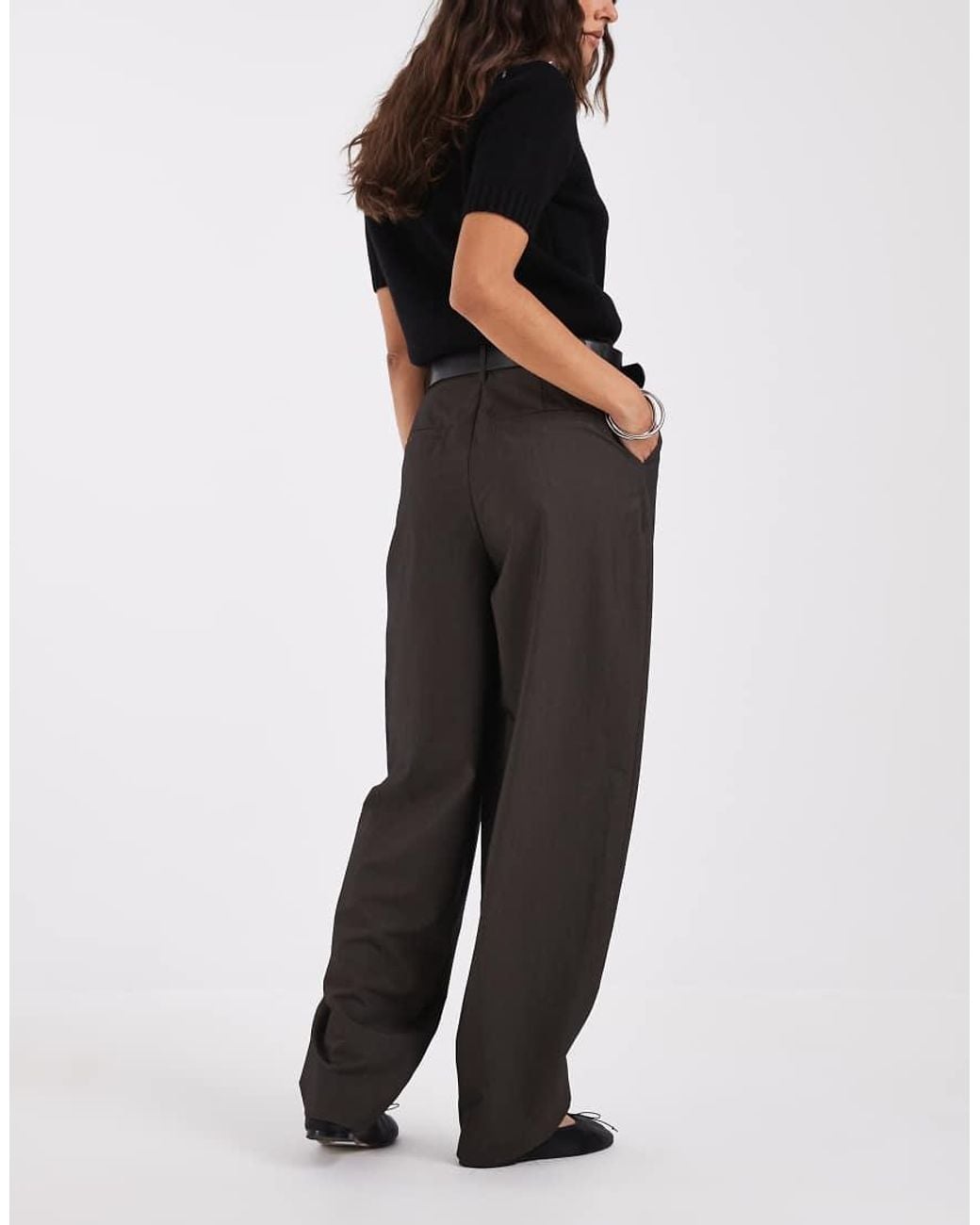 ASOS Black Tailored Belted Balloon Barrel Trousers