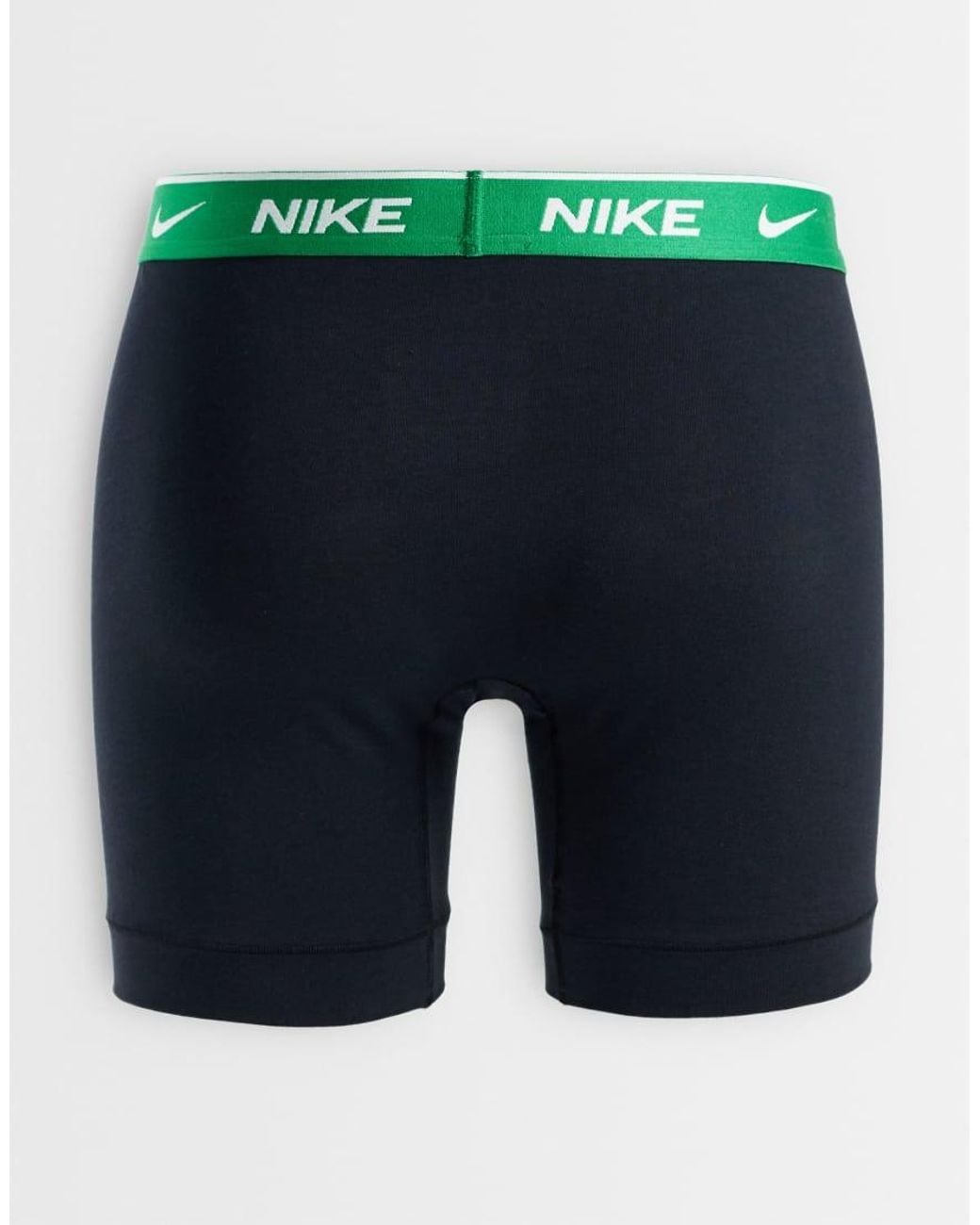 Nike Blue Dri-fit Essential Cotton 3 Pack Boxer Briefs With Green/gray Waistbands for men