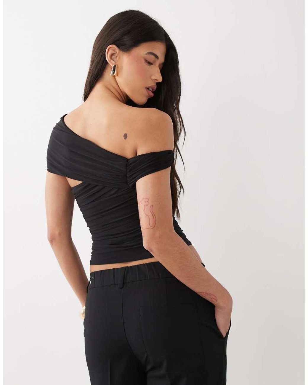 ASOS Black One Shoulder Twist Top