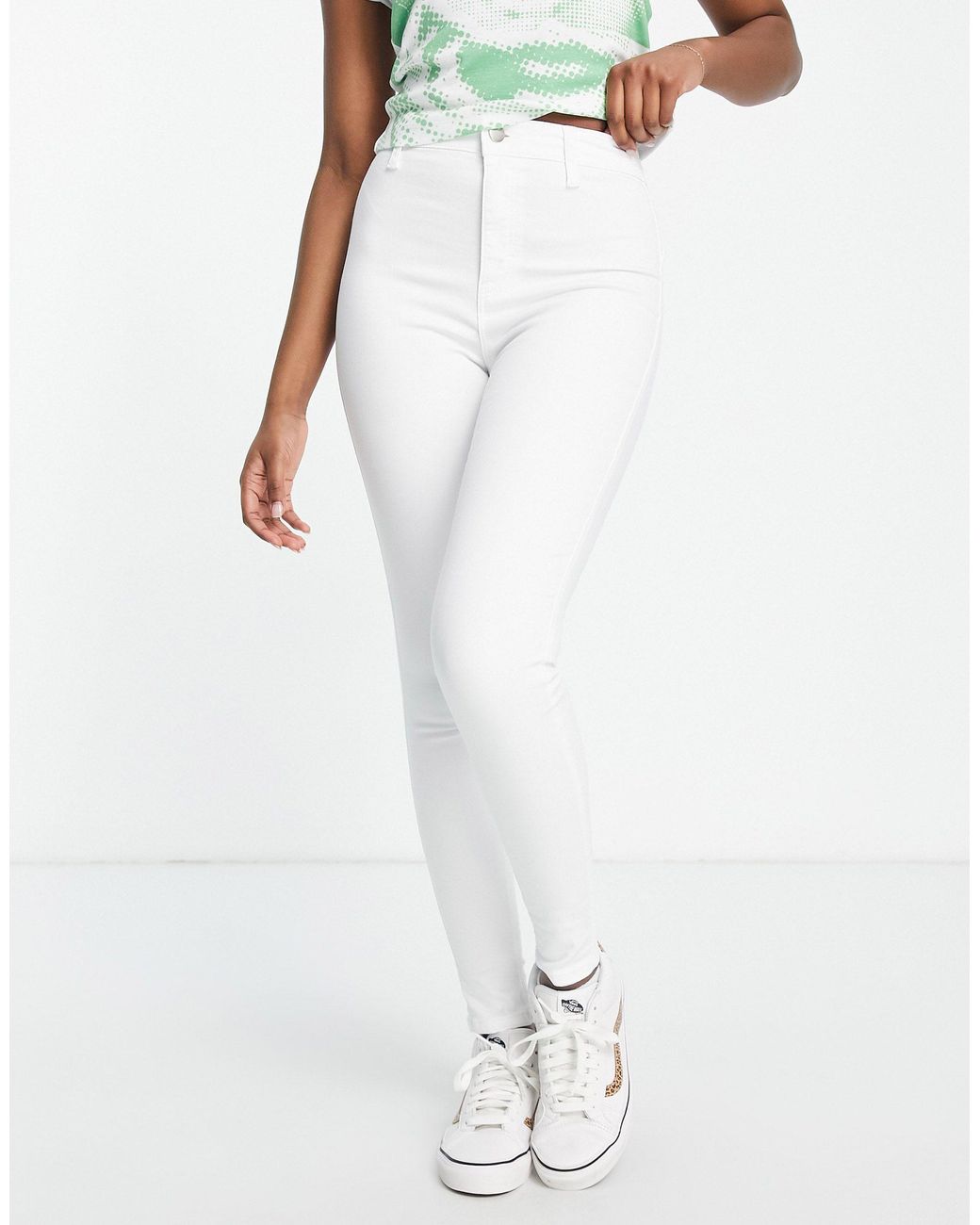 TOPSHOP Joni Jeans in White | Lyst