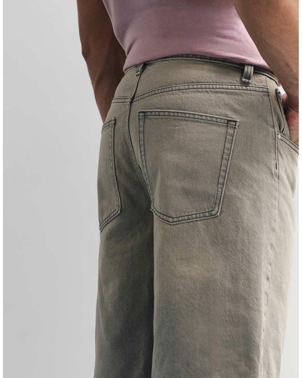 ASOS Gray Loose Denim Jorts for men