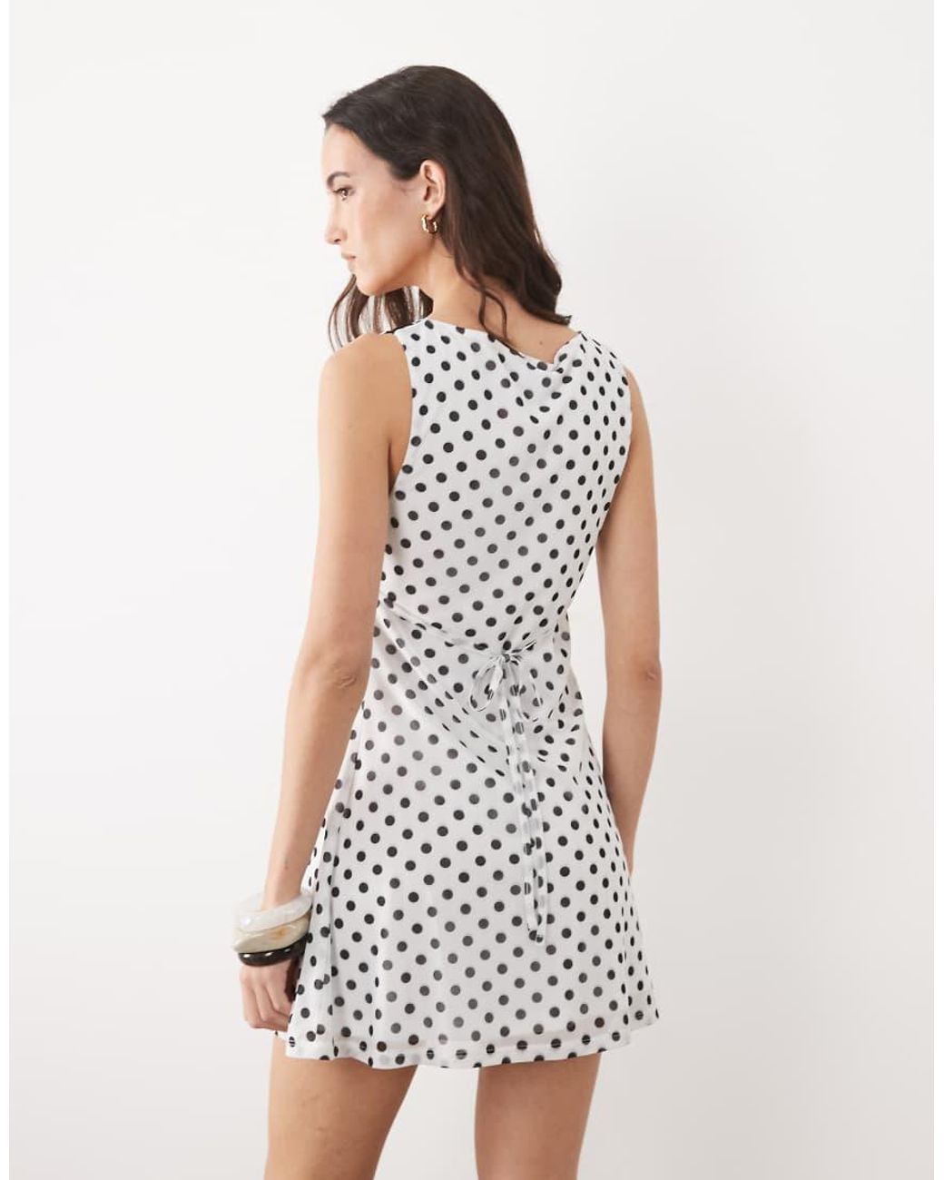 ASOS White Contrast Bust V-neck Mini Dress With Tie Back Detail