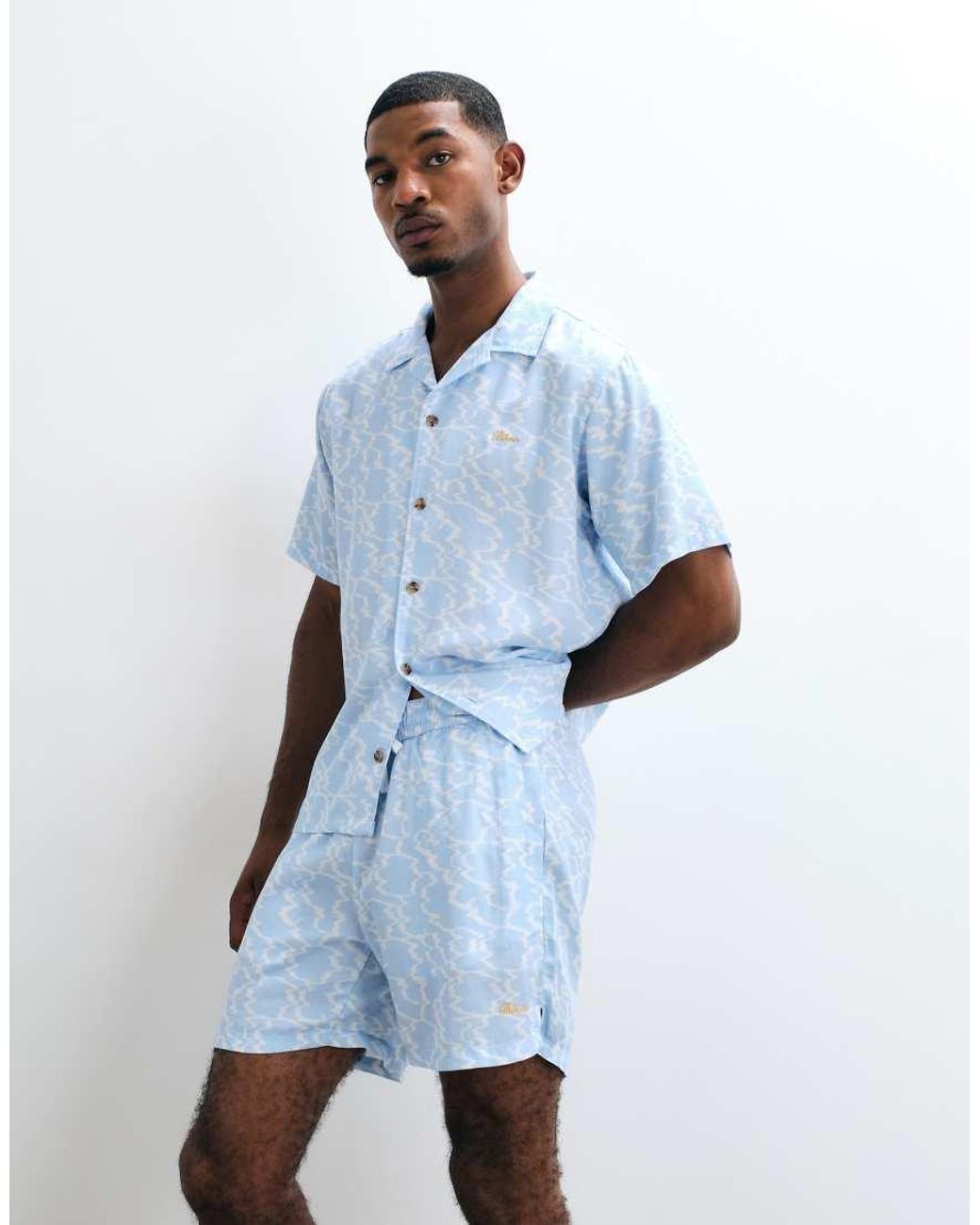 BLKVIS Blue Bagliore Patterned Shorts Co-ord for men