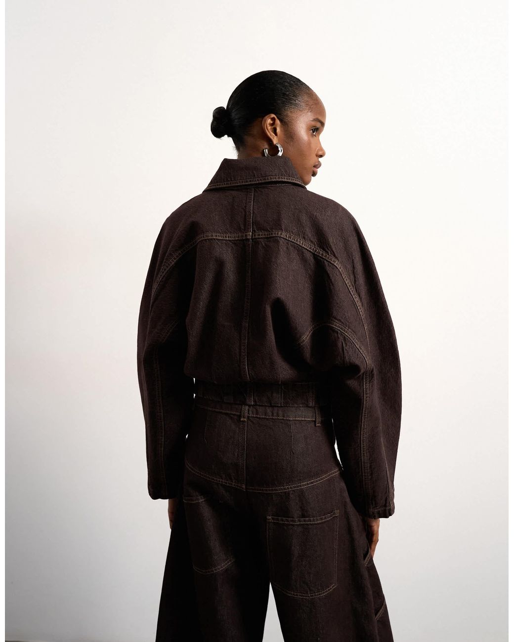 TOPSHOP Green Tolu coker x – zirkuläres design – barrel-jeansjacke