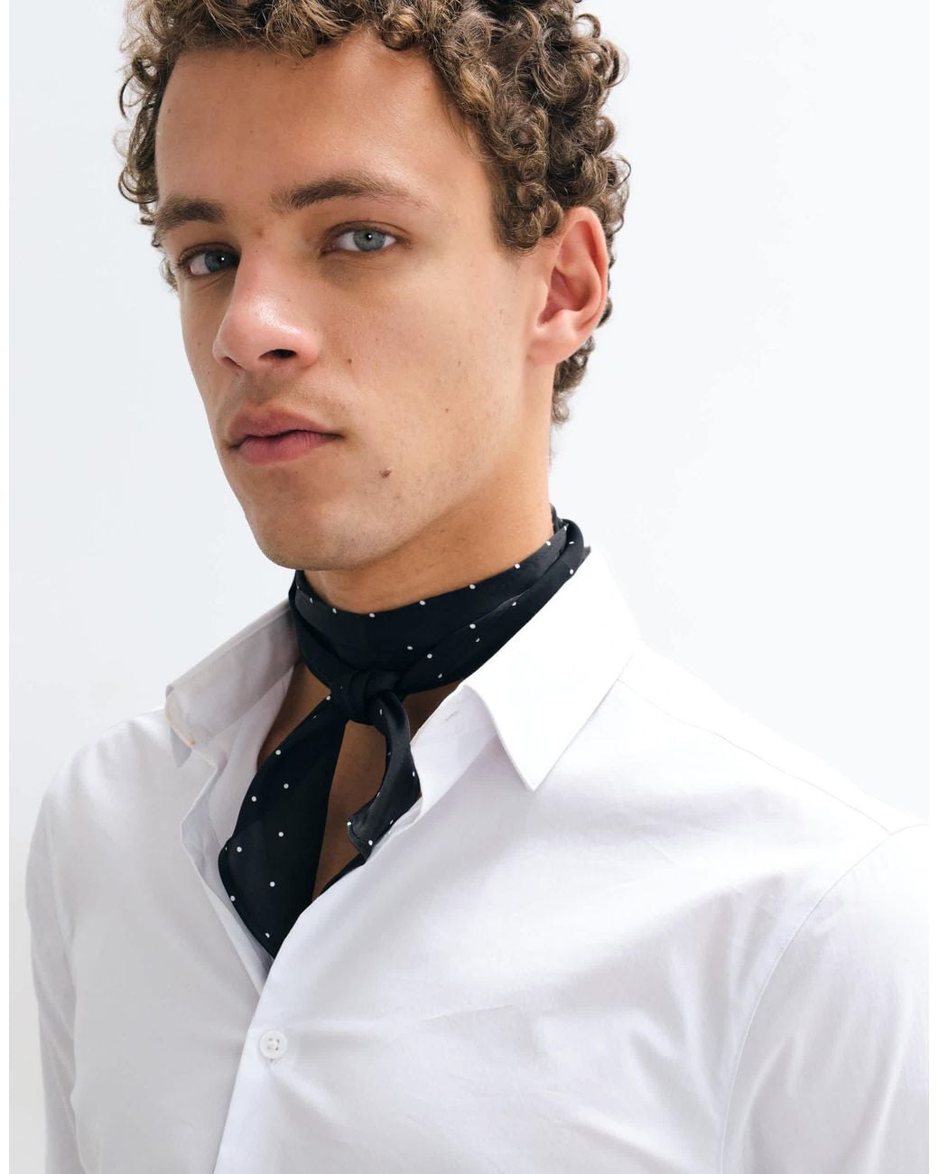 ASOS Micro Polka Dot Satin Pointed Edge Neck Scarf in White for Men | Lyst