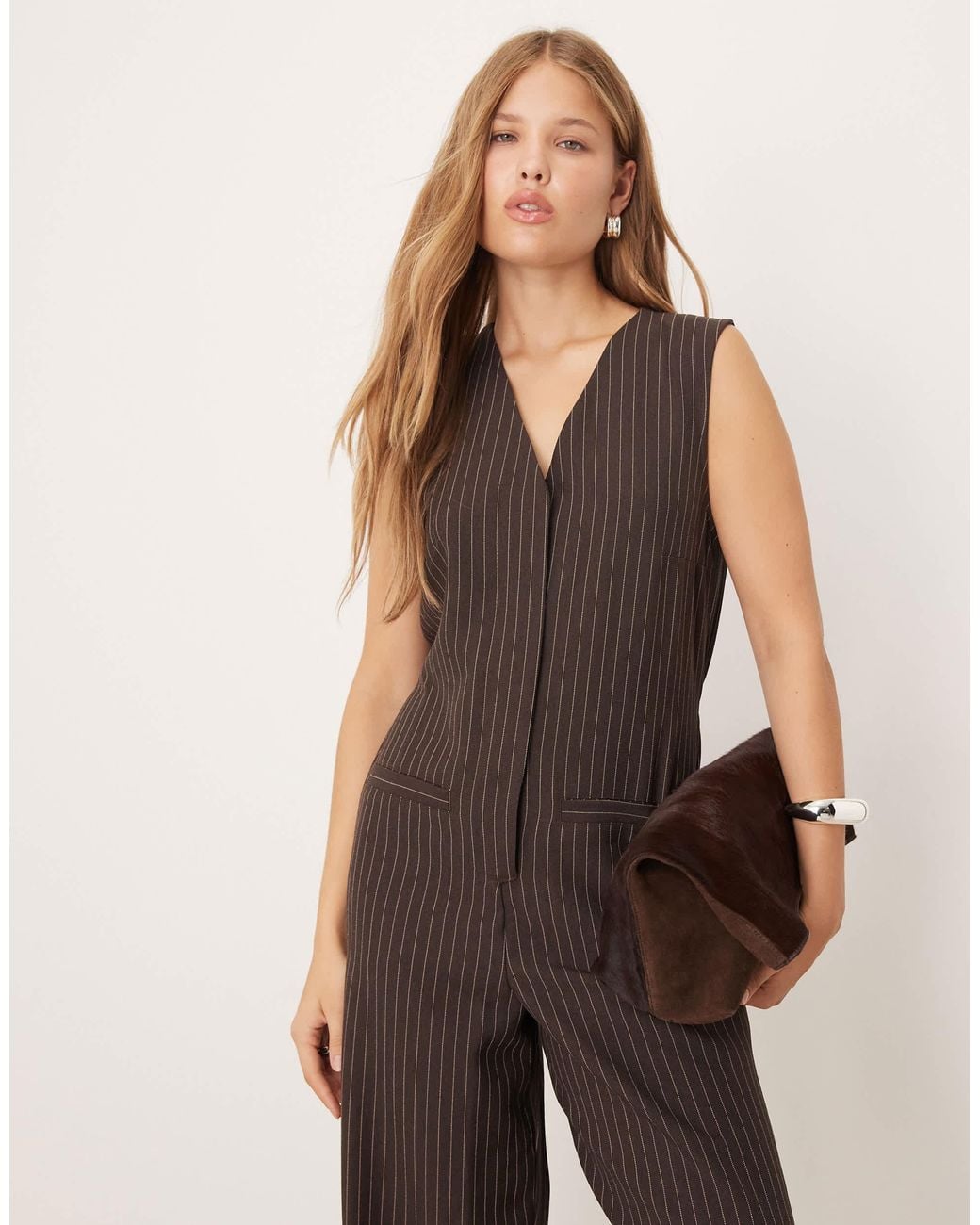 ASOS Natural V-neck Jumpsuit